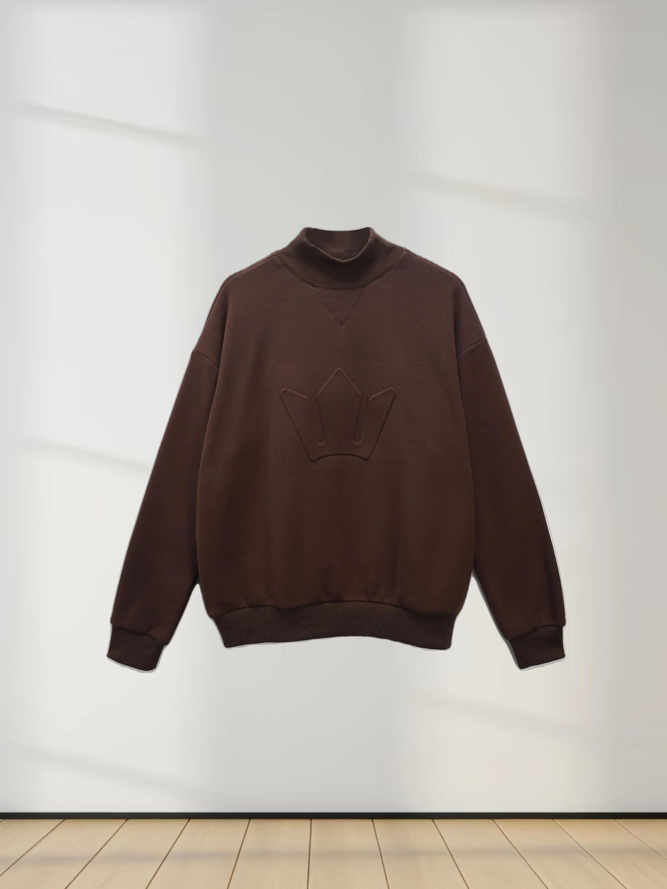 Embossed Crown Sweatshirt-Brown
