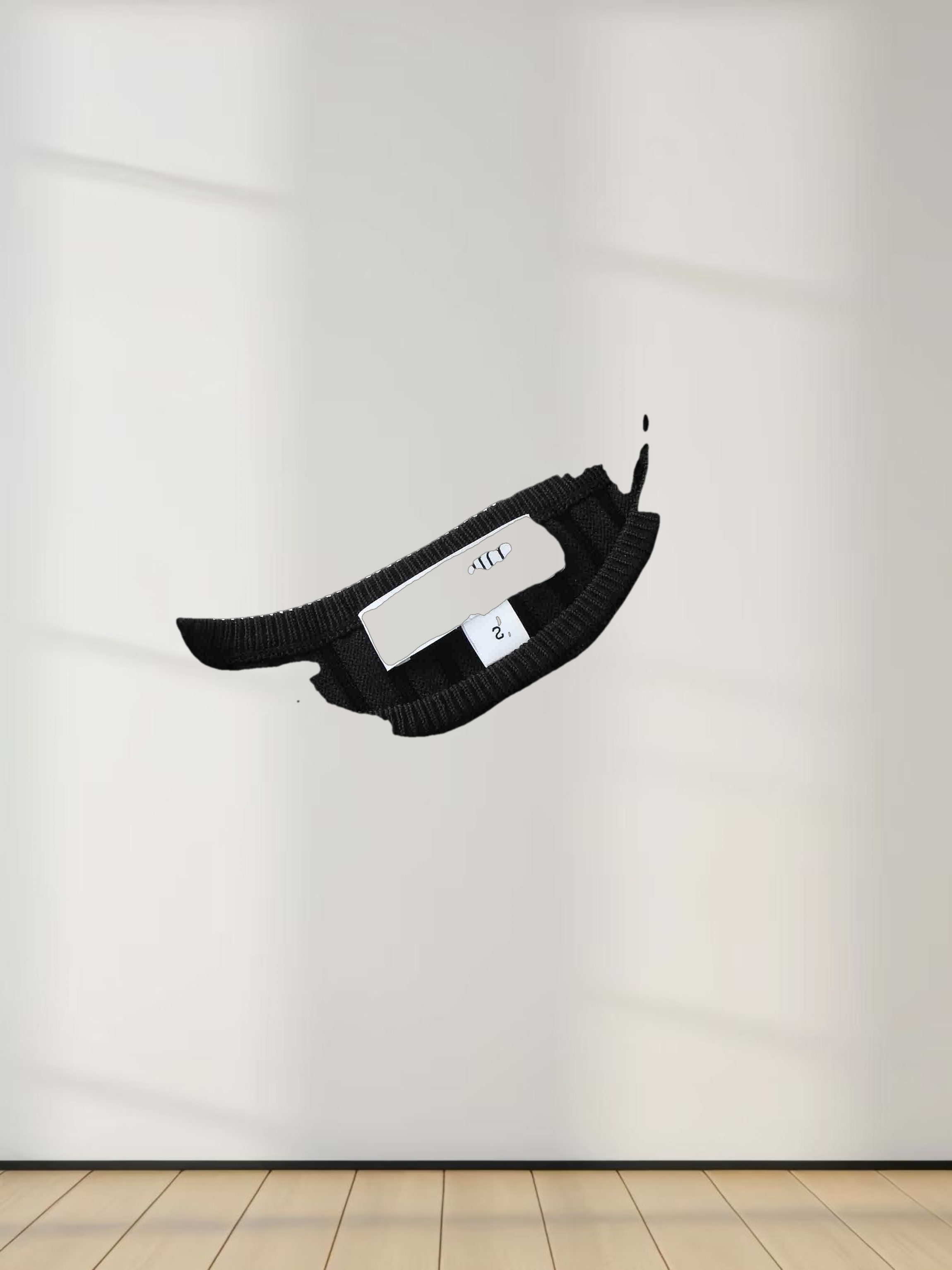 Balloon Sleeve Sweater-Black/Cream