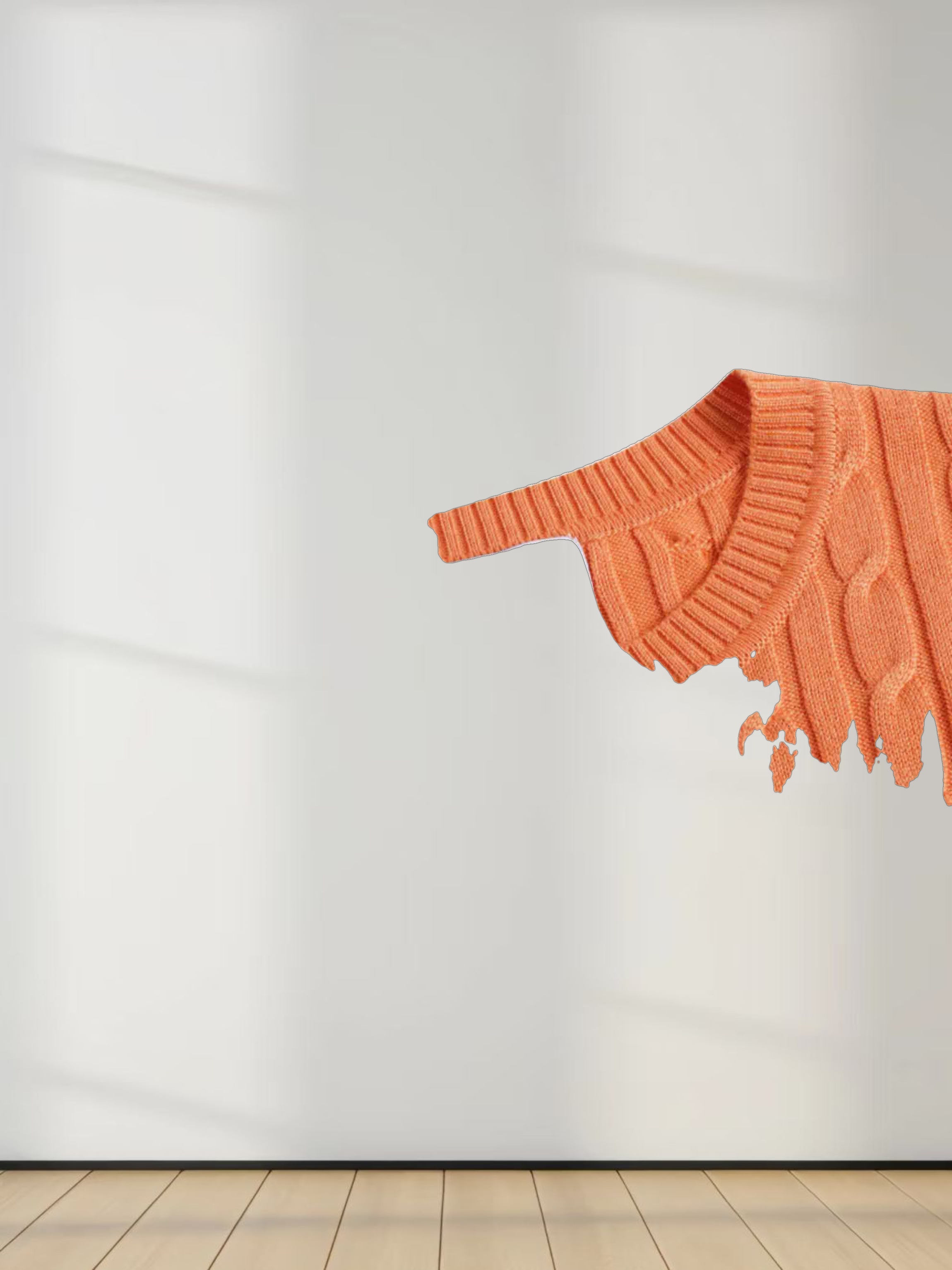 Knit Cable Sweater-Orange