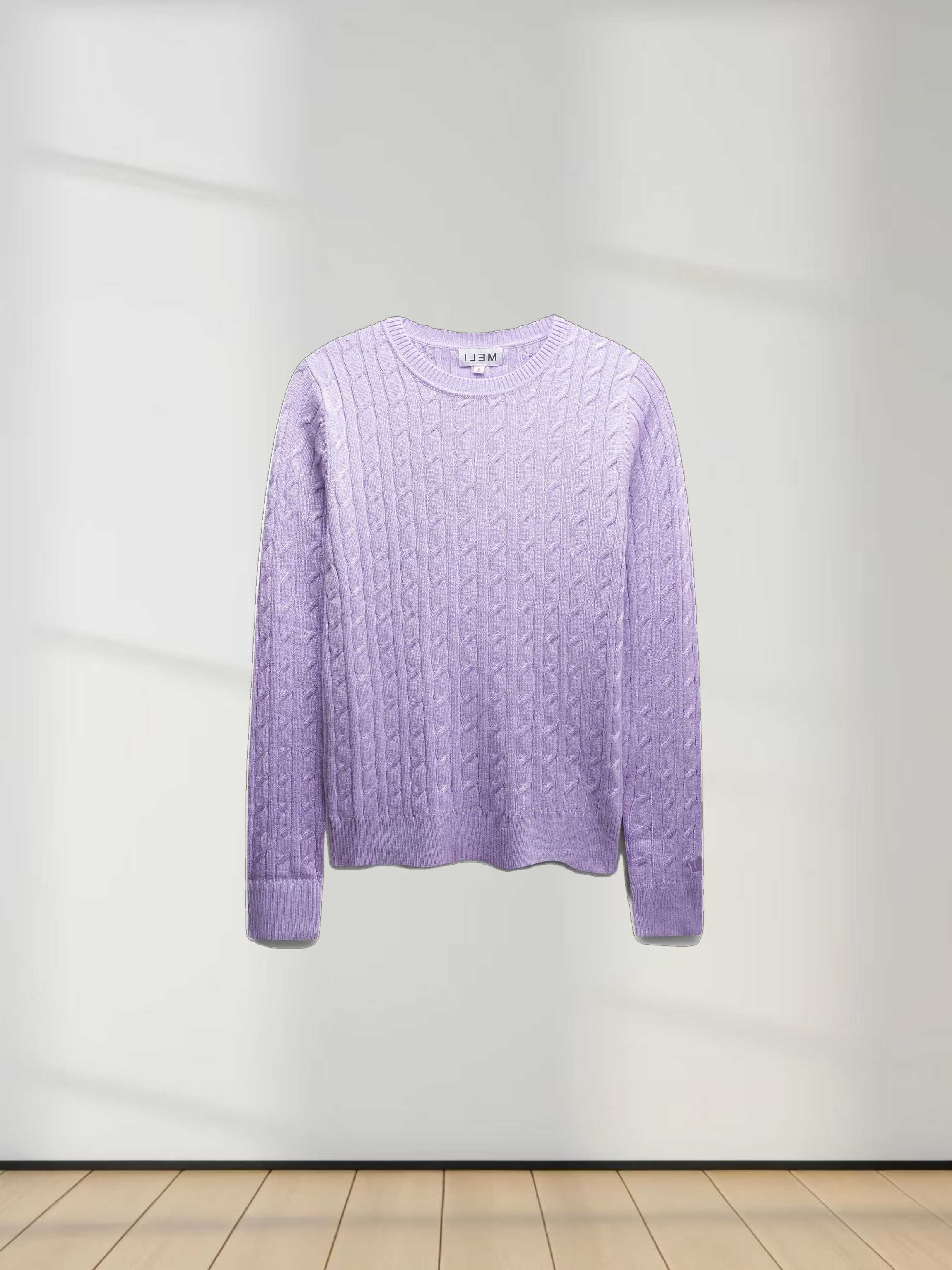 Knit Cable Sweater-Heathered Lavender