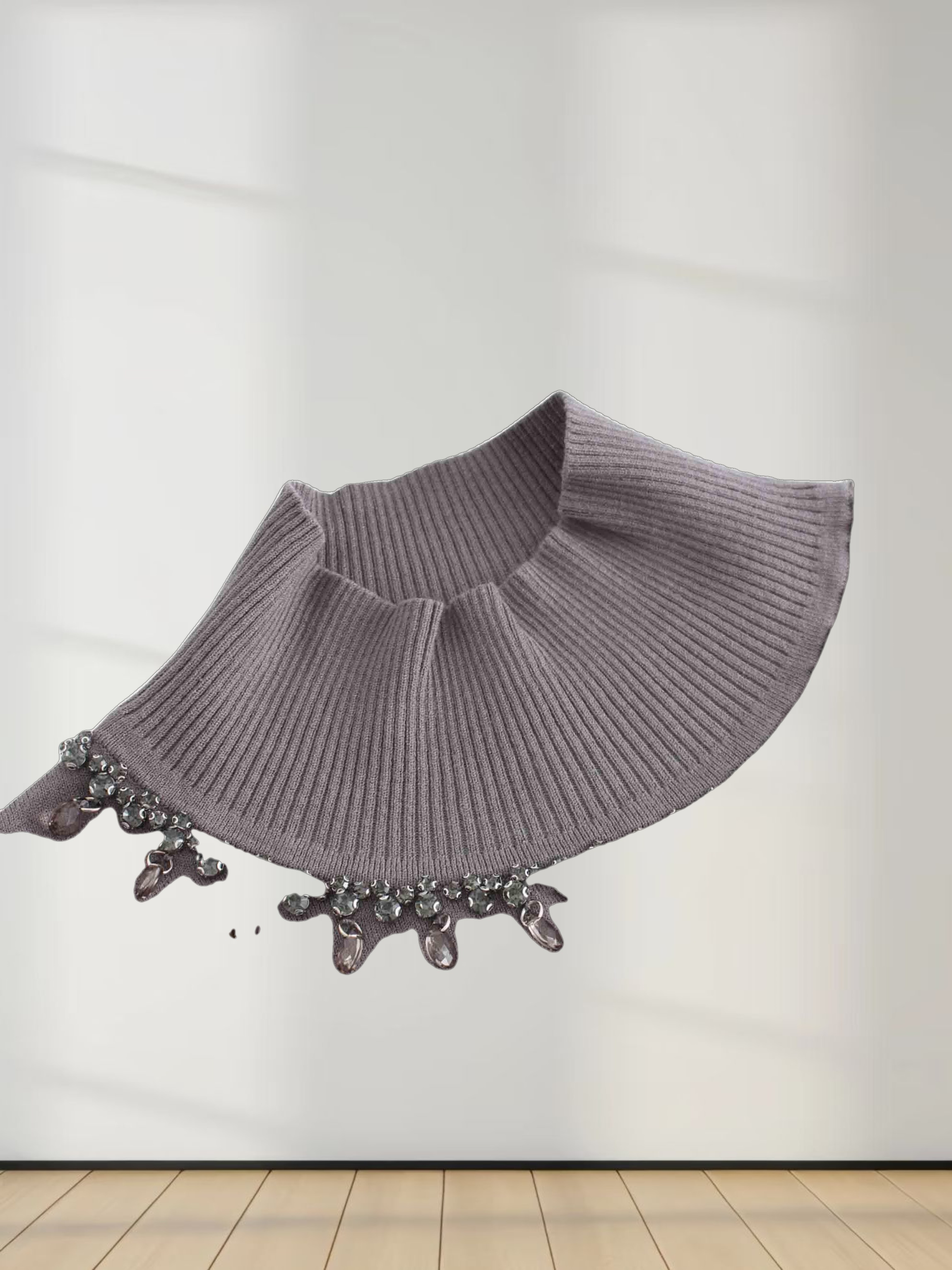 Beaded Turtleneck-Grey