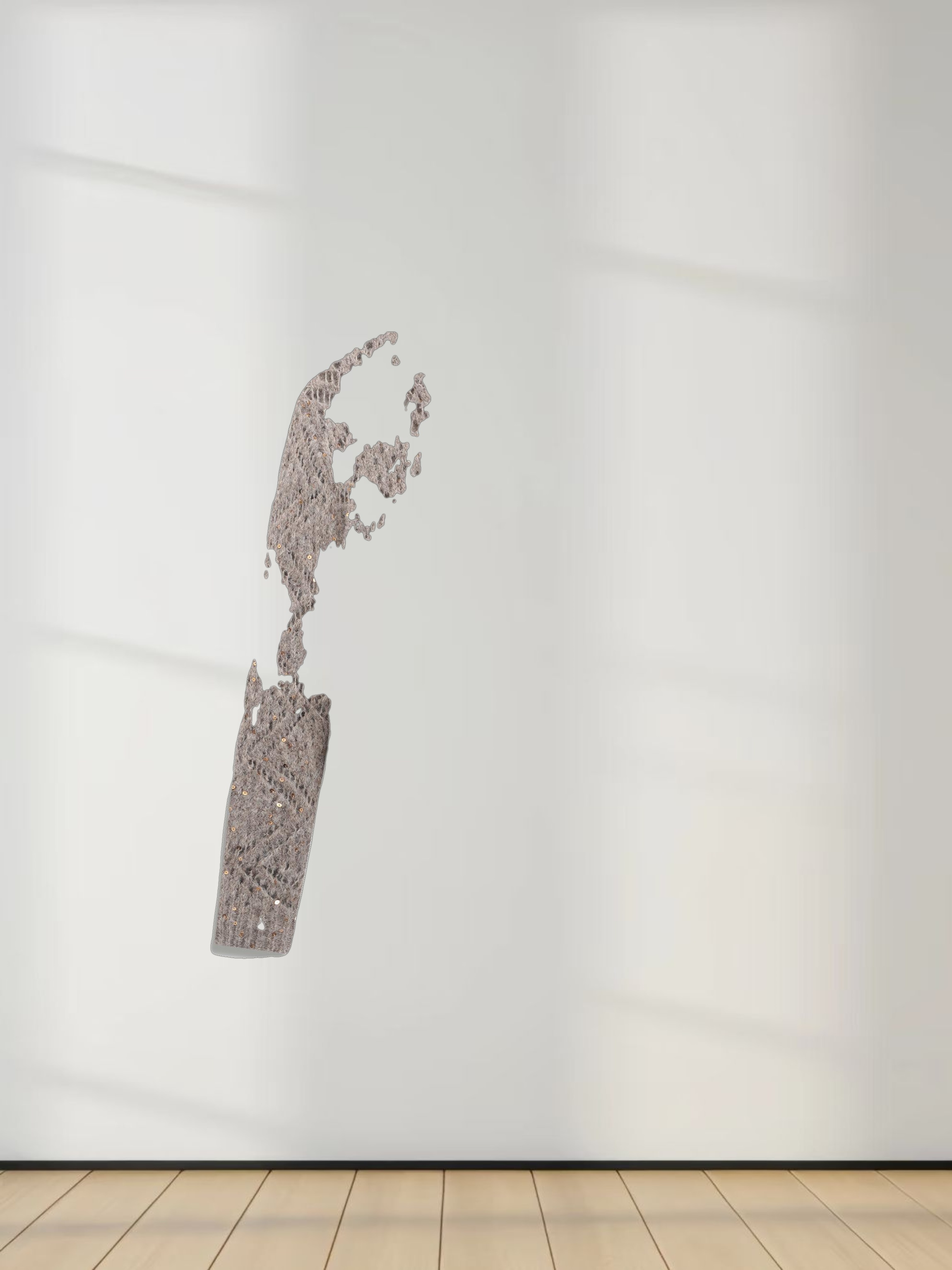 Open Crochet Knit Sequin Sweater-Tan