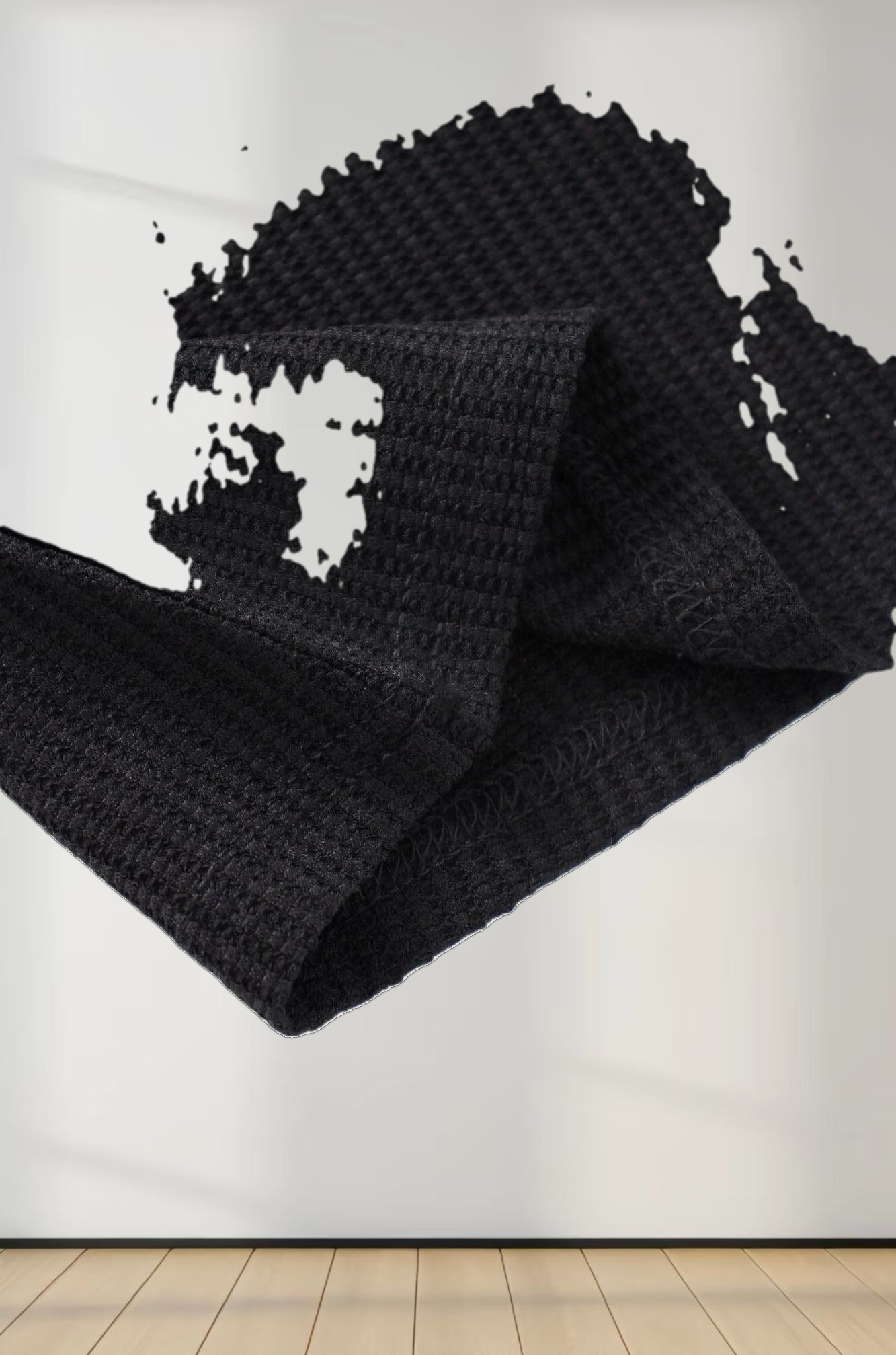 Textured Stretch Turtleneck-Black