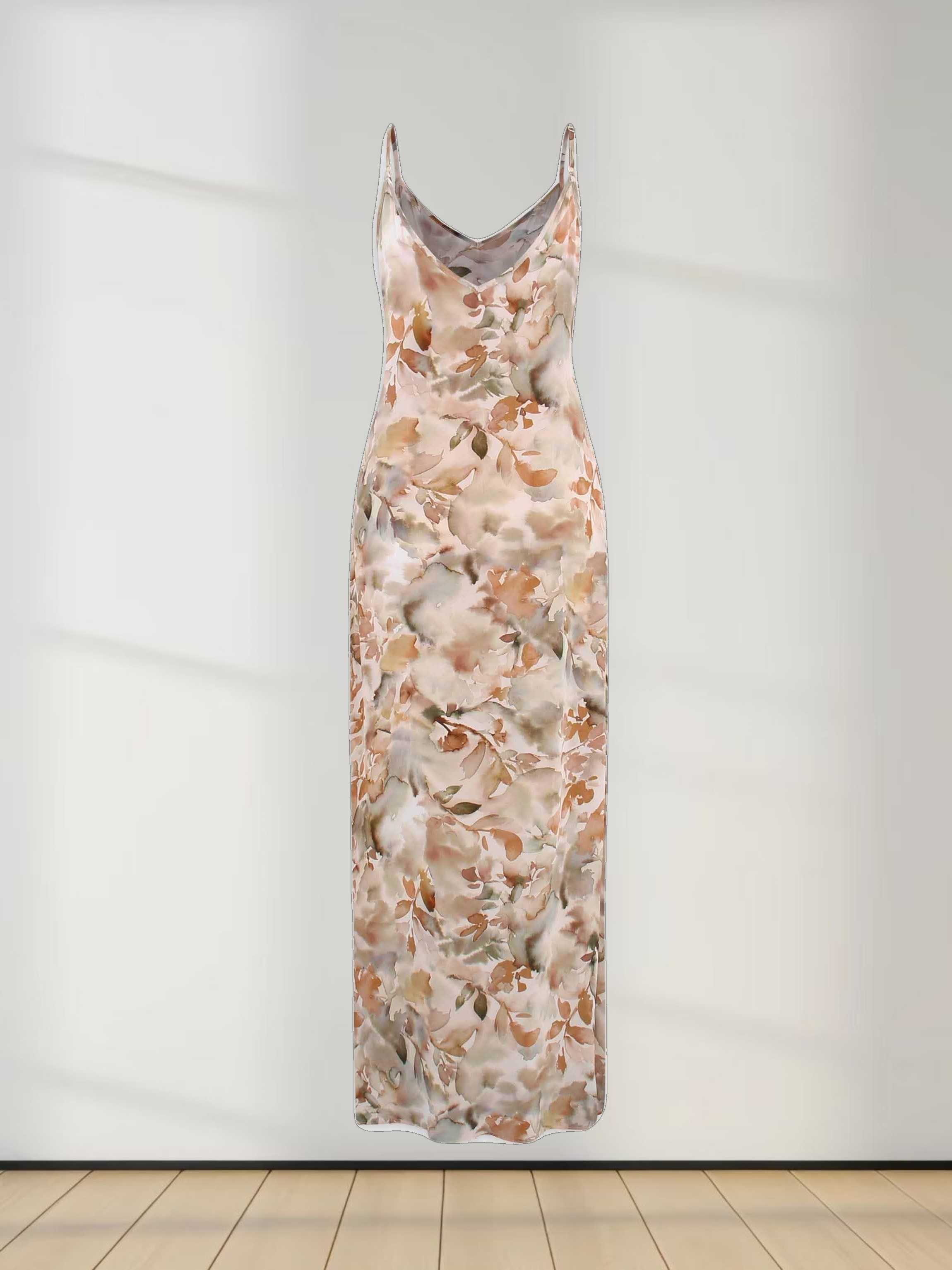 Printed V-Neck Layering Dress-Watercolor Floral