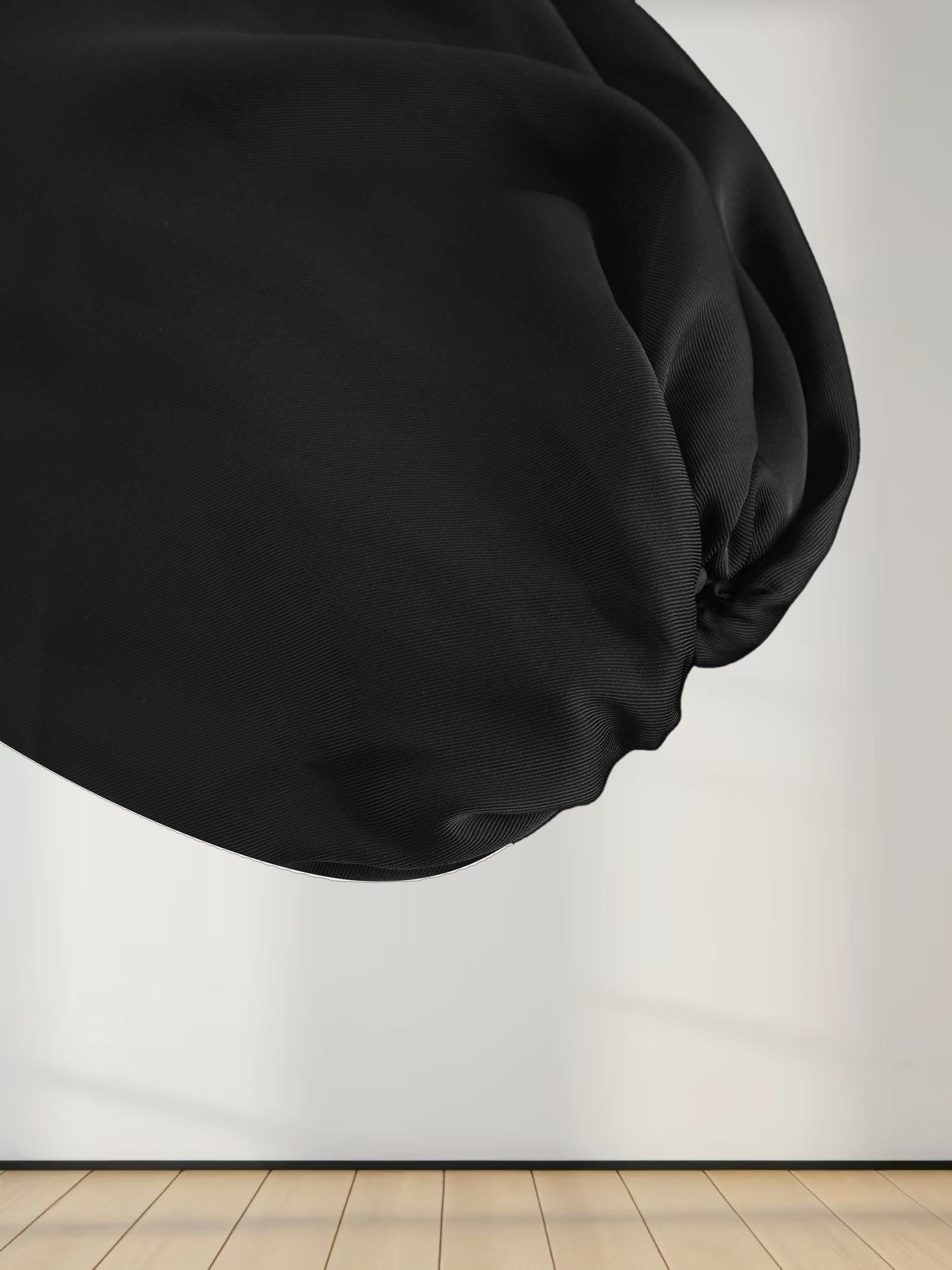 Pleat Neck Belted Dress-Black