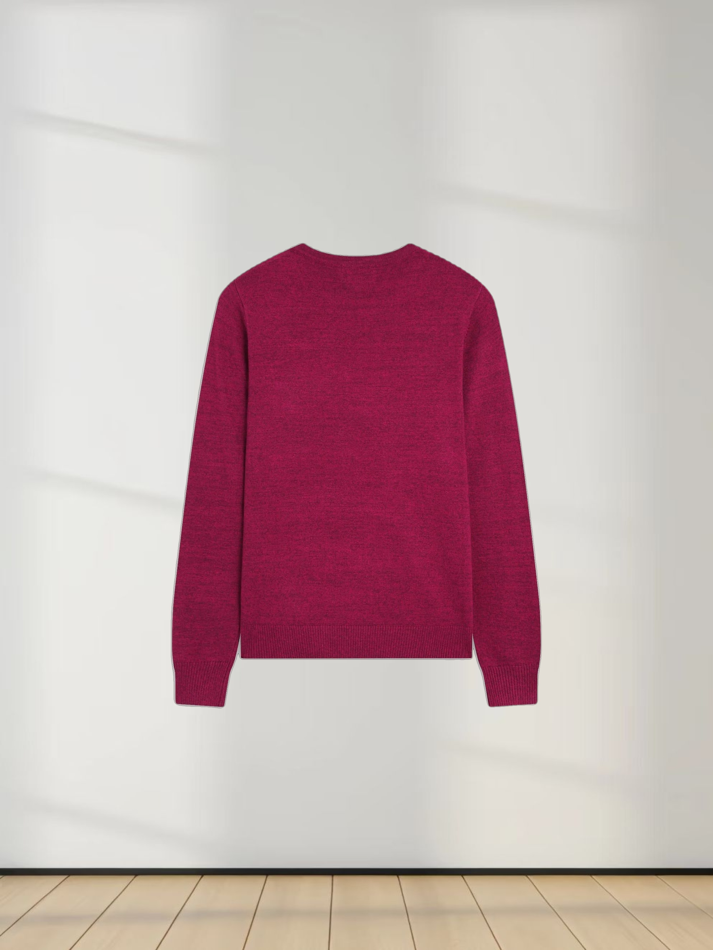Basic Crew Sweater LS-Heathered Fuchsia