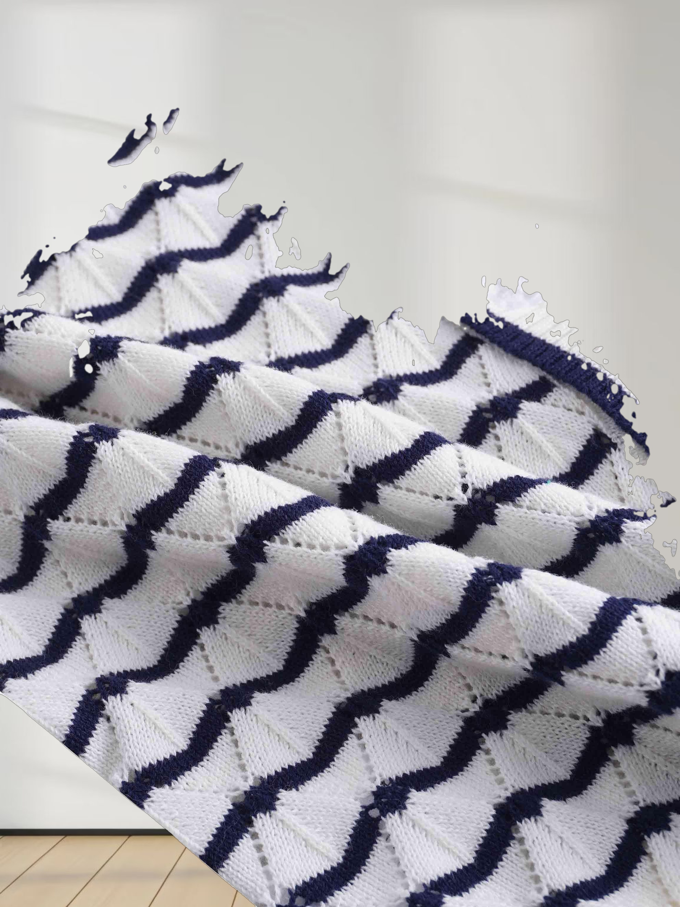 Striped Pointelle Cardigan-Ivory/Navy