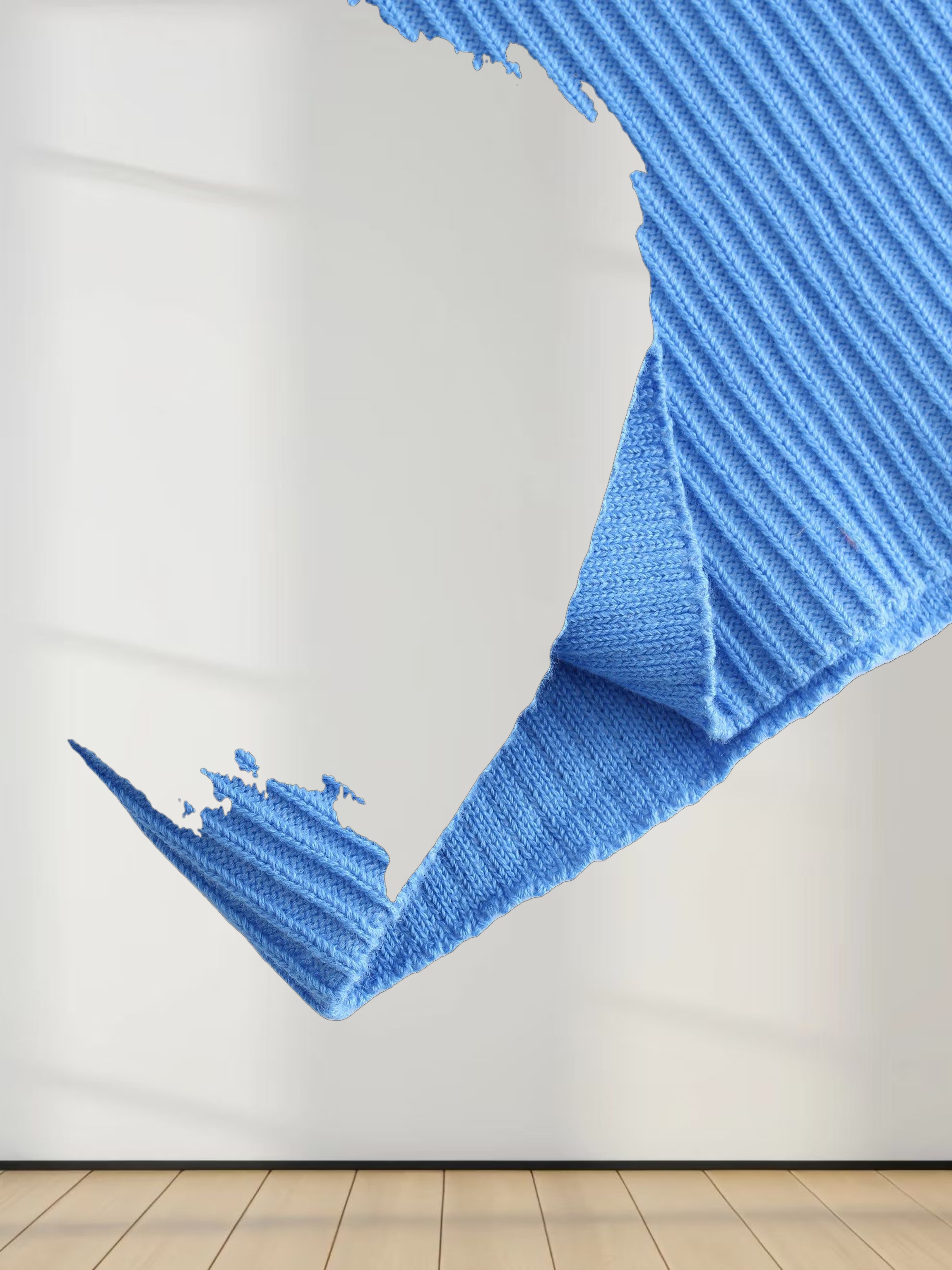 Sleeveless Ribbed Crew-Blue