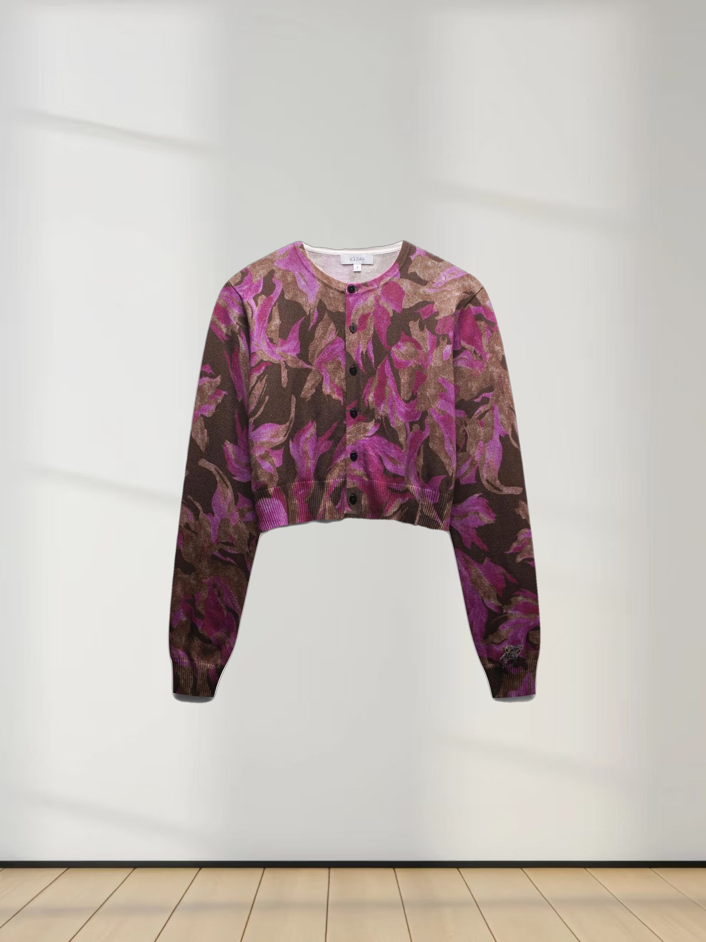 Printed Cardigan-Brown/Pink Floral