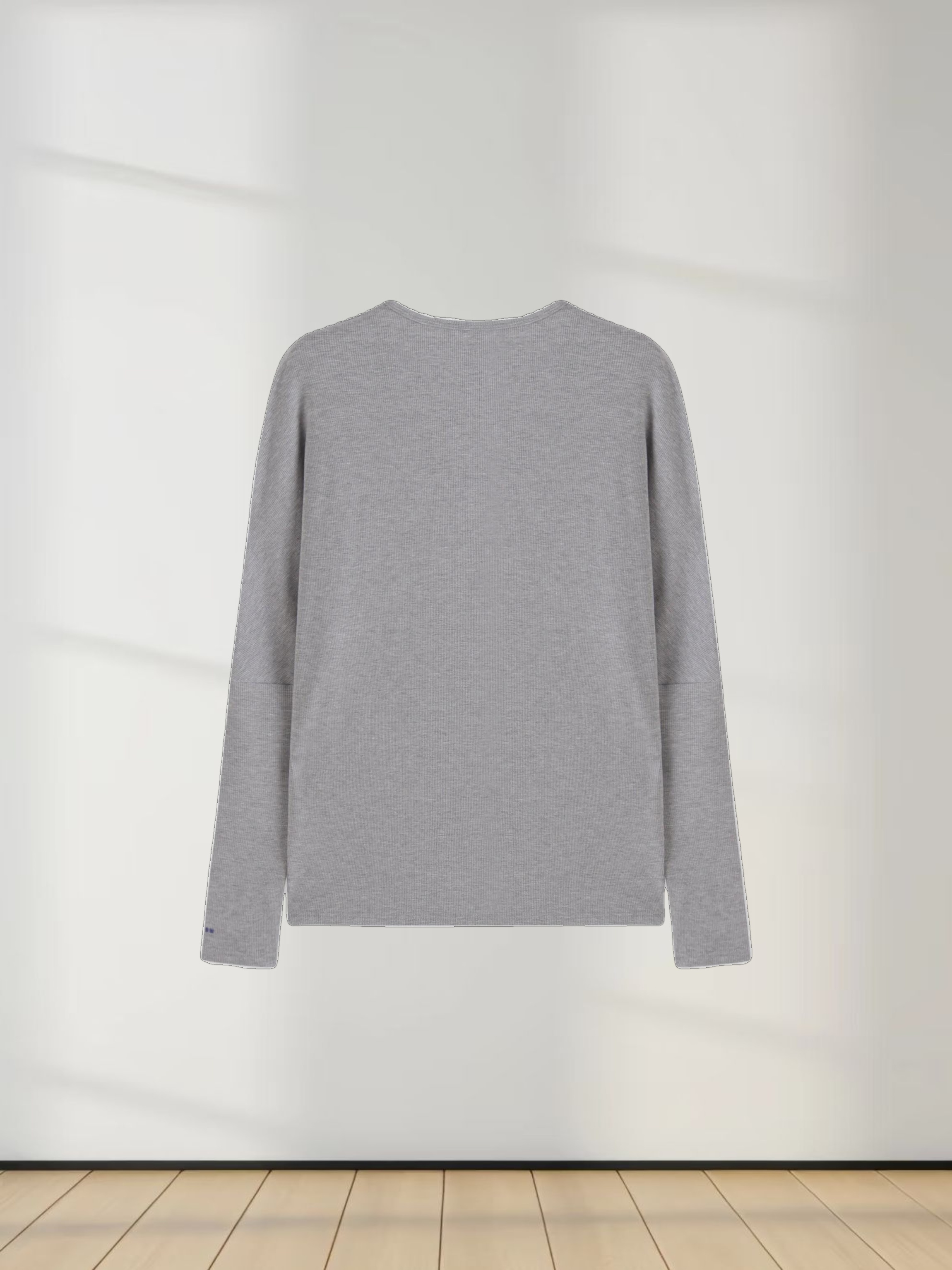 Crew Ribbed Dolman-Heathered Grey