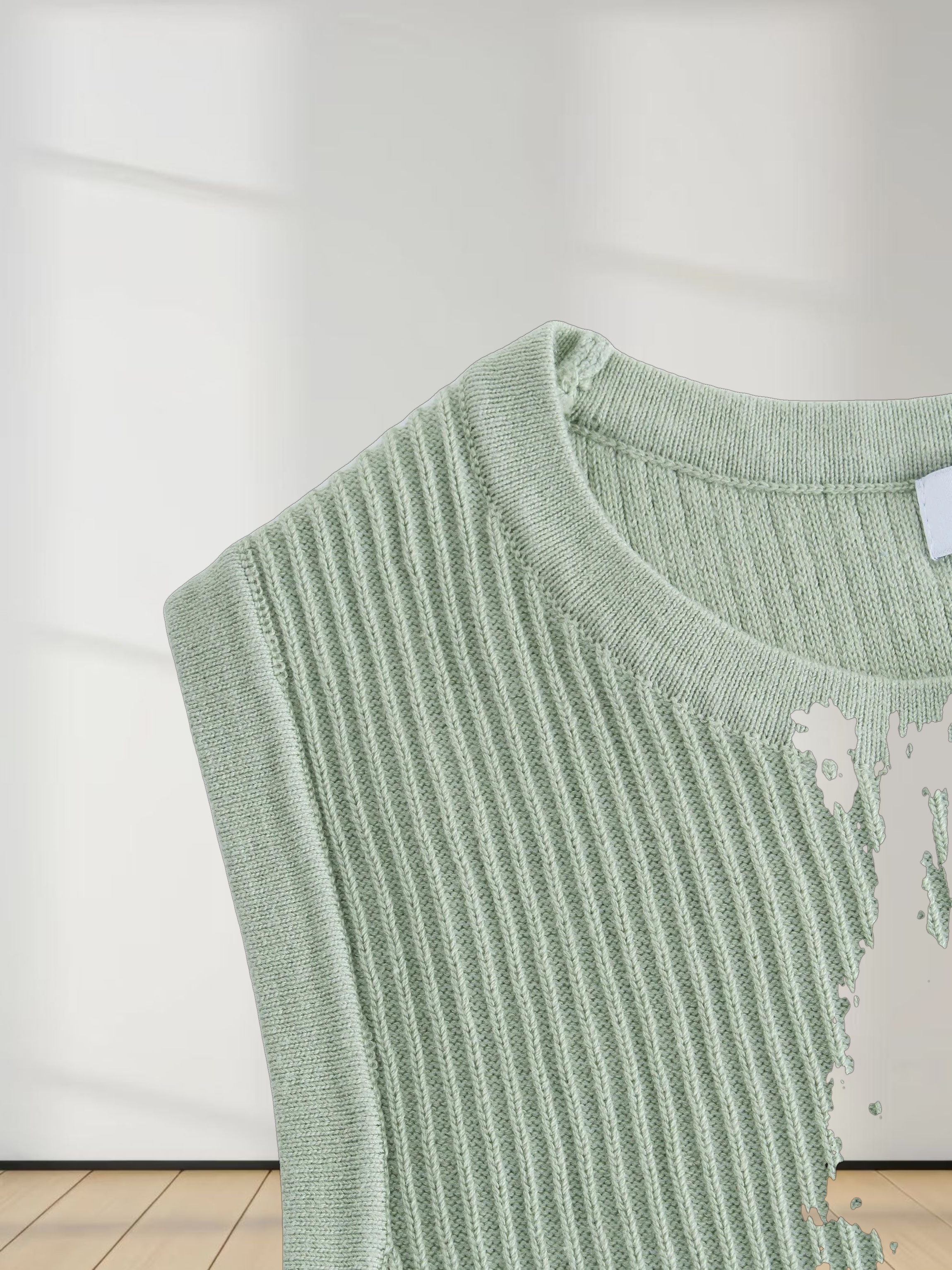 Sleeveless Ribbed Crew-Seafoam