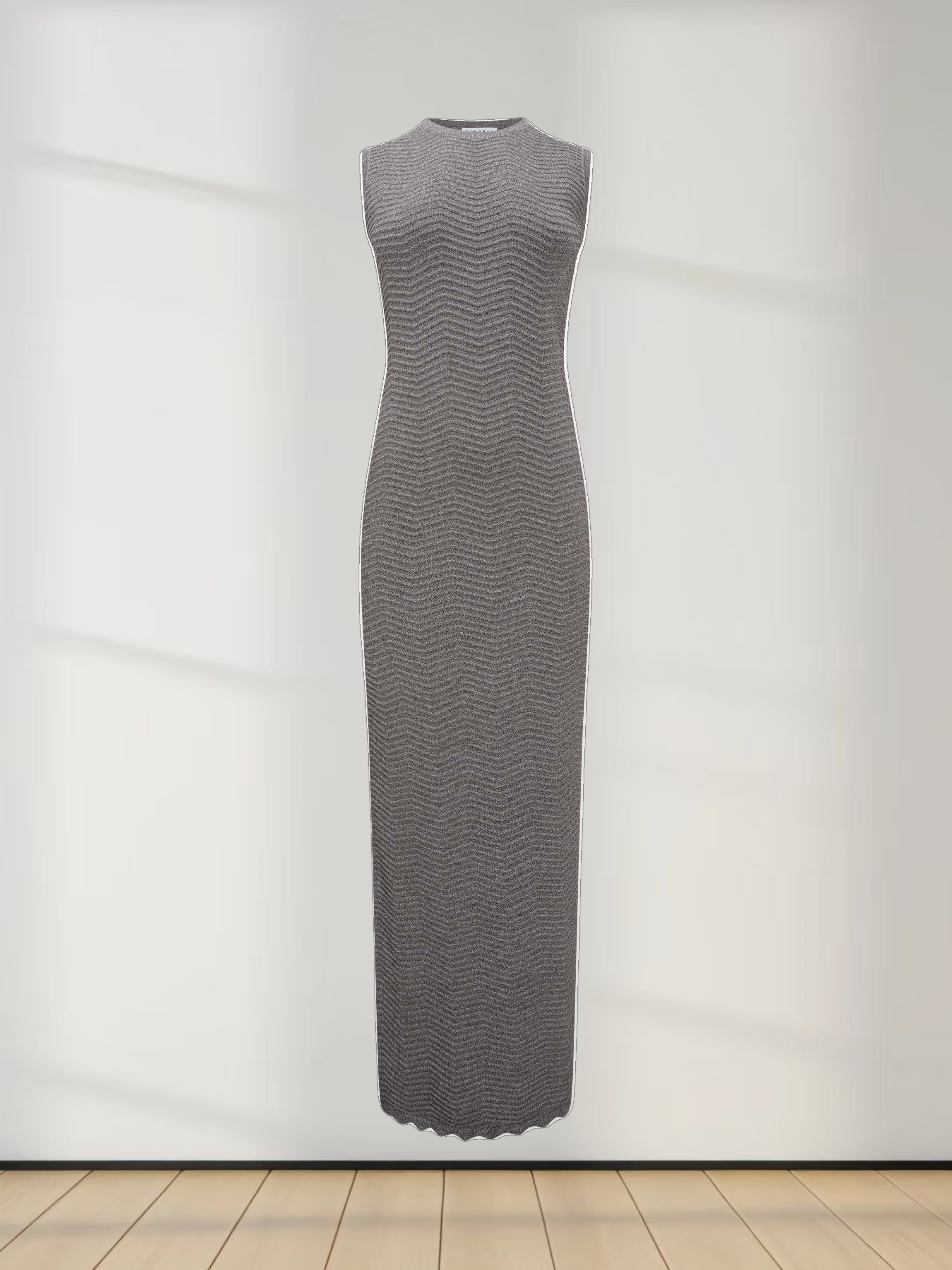 Wave Knit Slip Dress-Heathered Brown