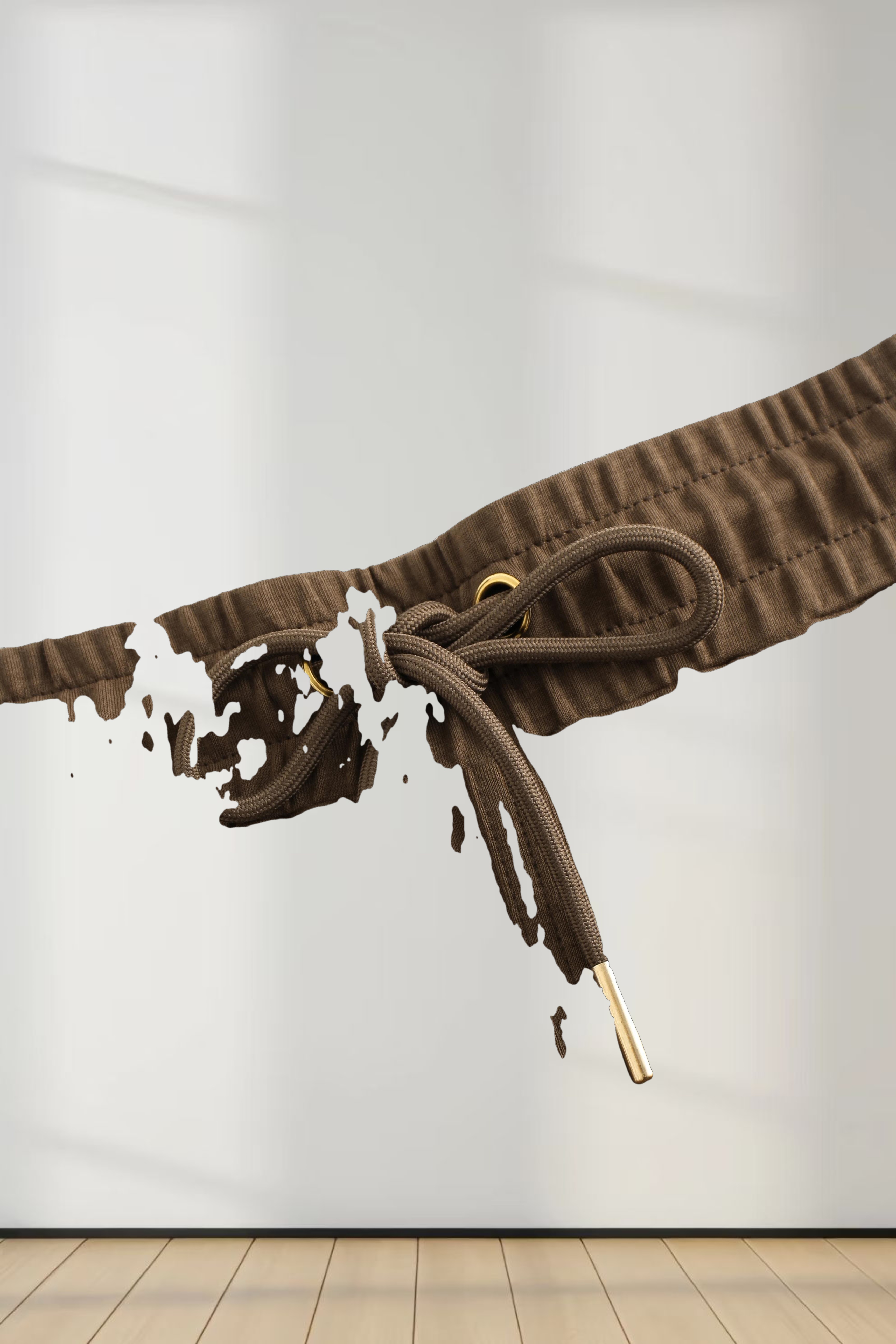 Drawstring Pocket T-Shirt Skirt-Brown