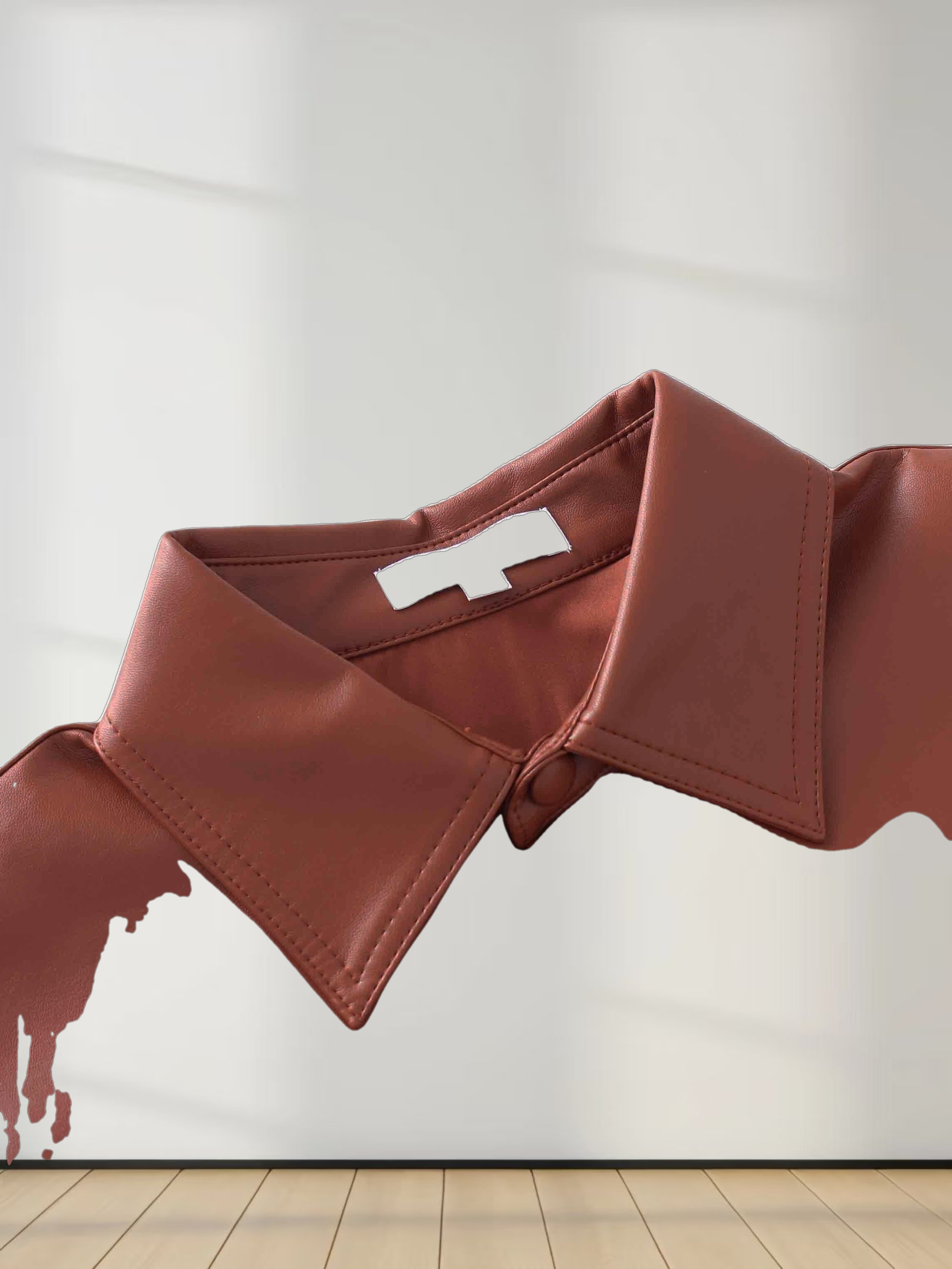 Snap Down Shacket-Cognac Leather