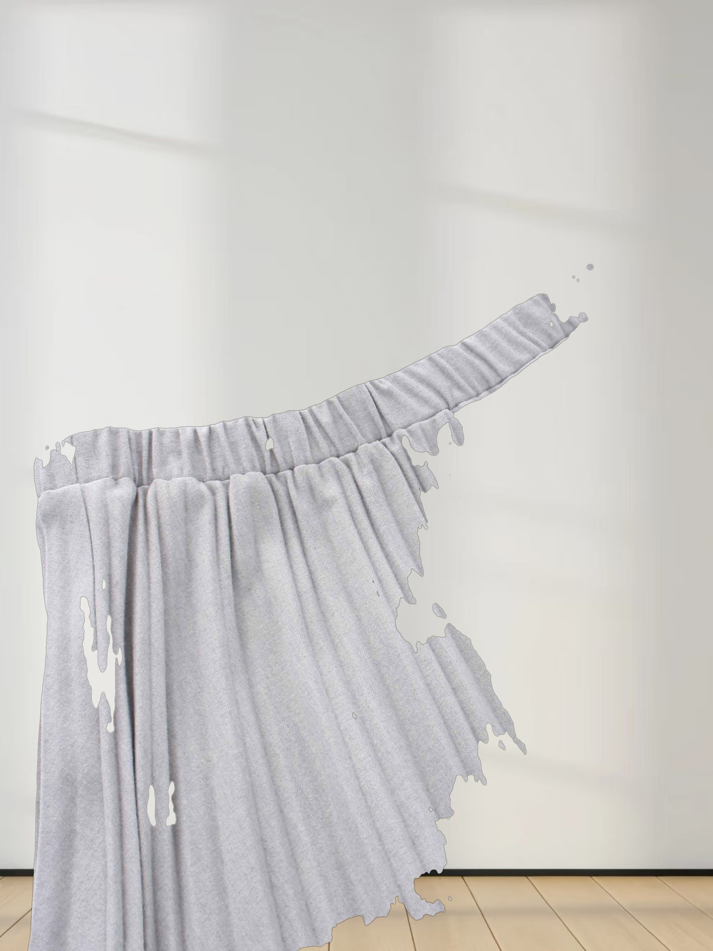 Wool Blend Pleated Skirt-Light Grey