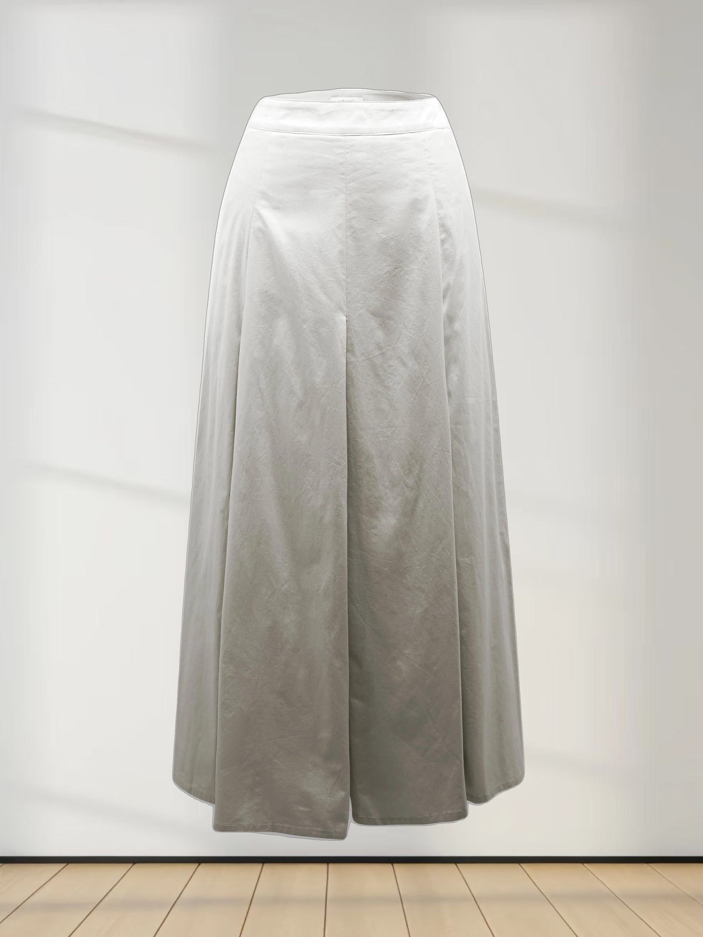 Stitch Down Cotton Pleated Skirt-Light Grey