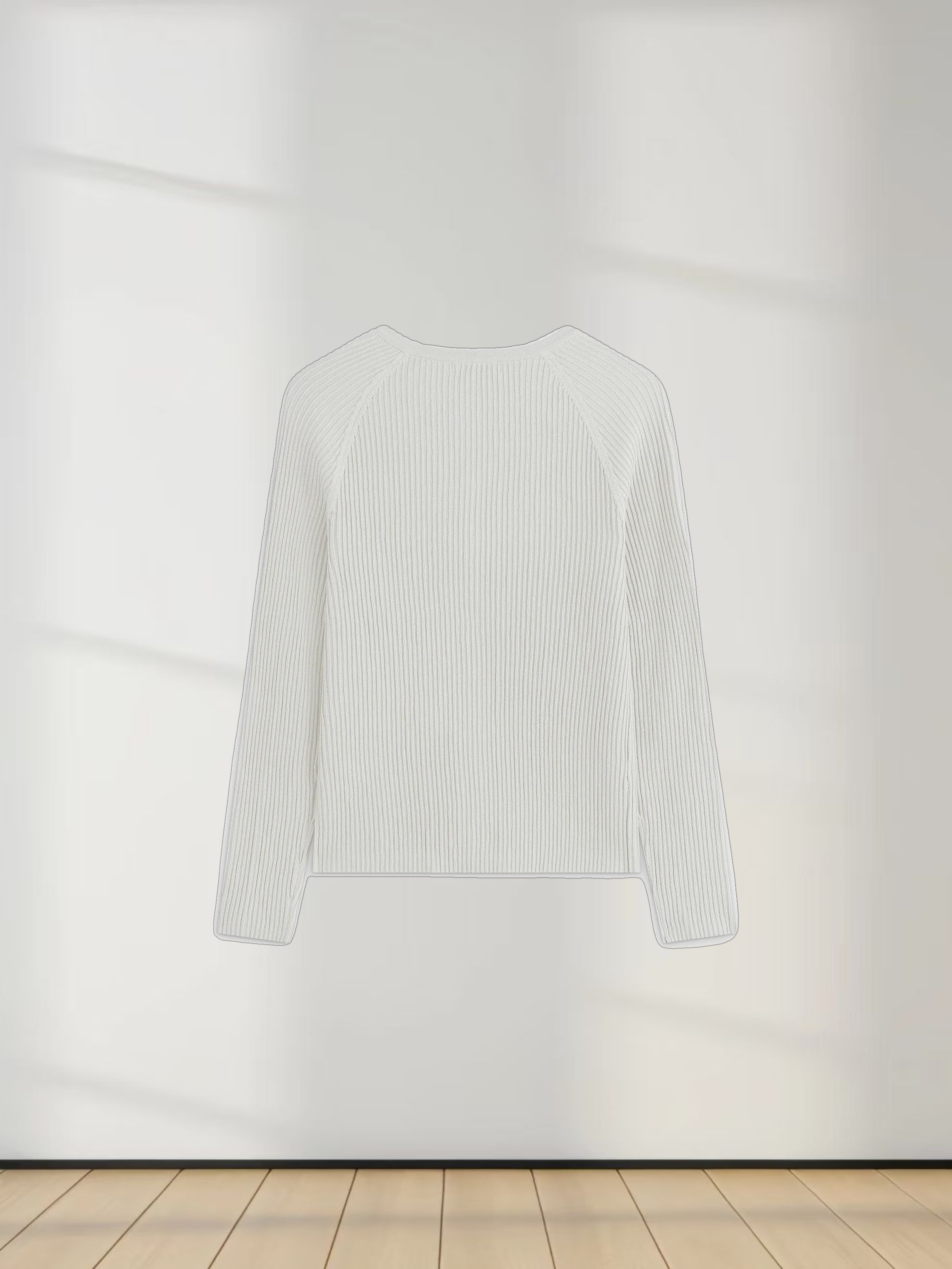 Ribbed Knit Cardigan-White