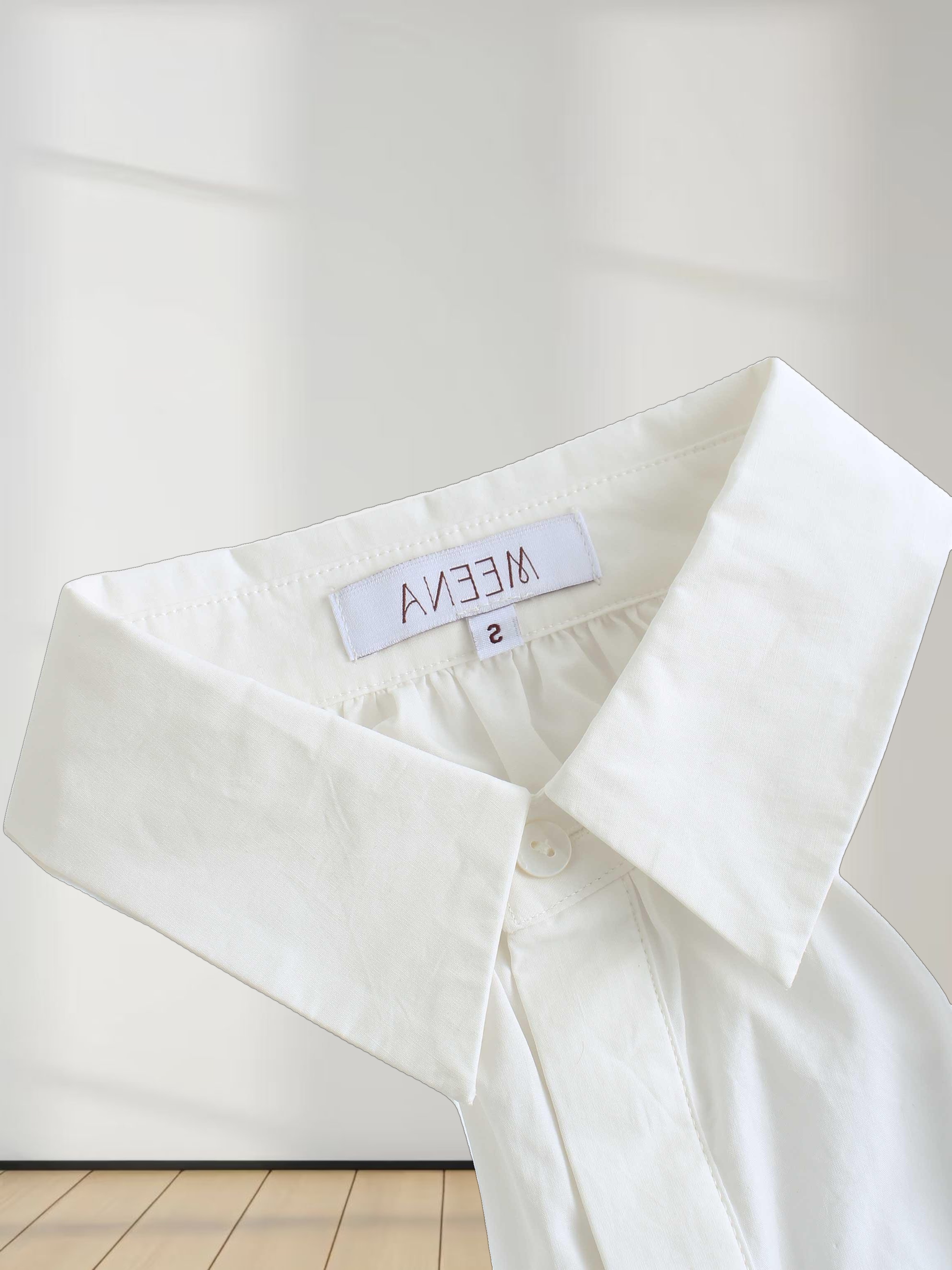 Pleated Sleeve Detail Blouse-White