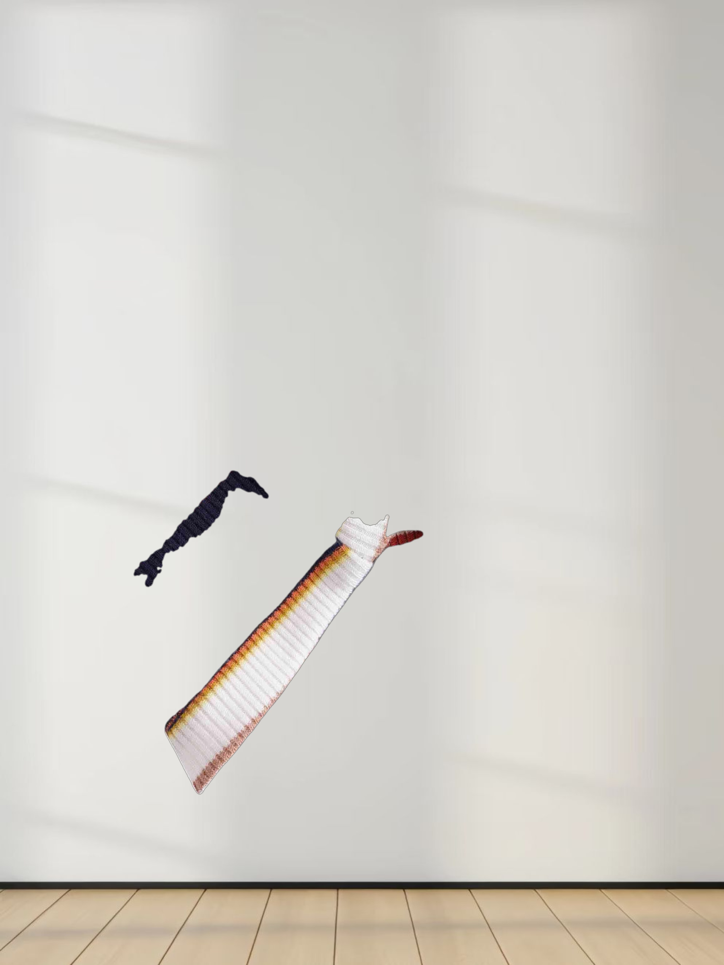 Striped Ribbed Turtleneck-Navy/Camel