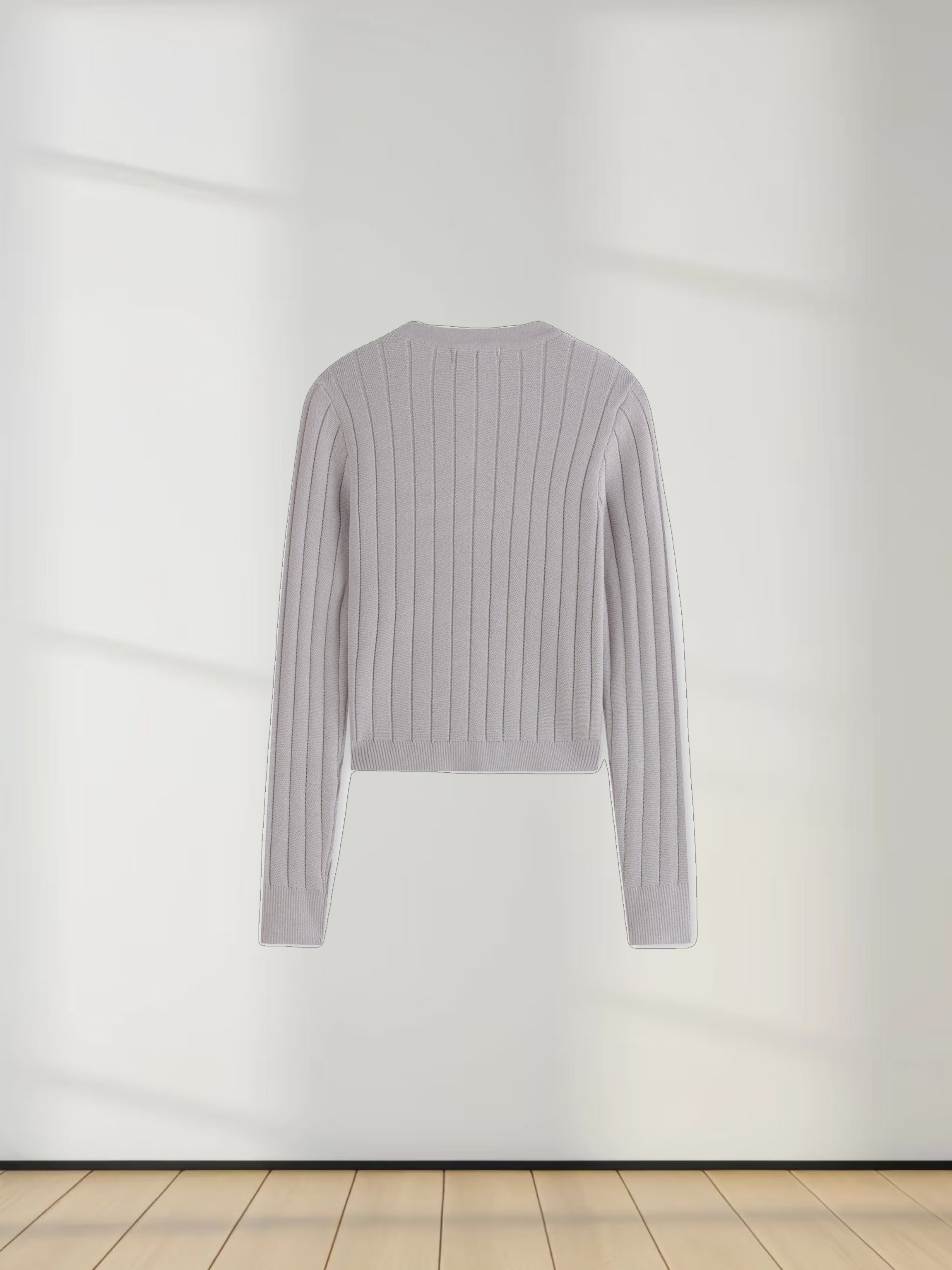 Silky Knit Cropped Cardigan-Silver Grey