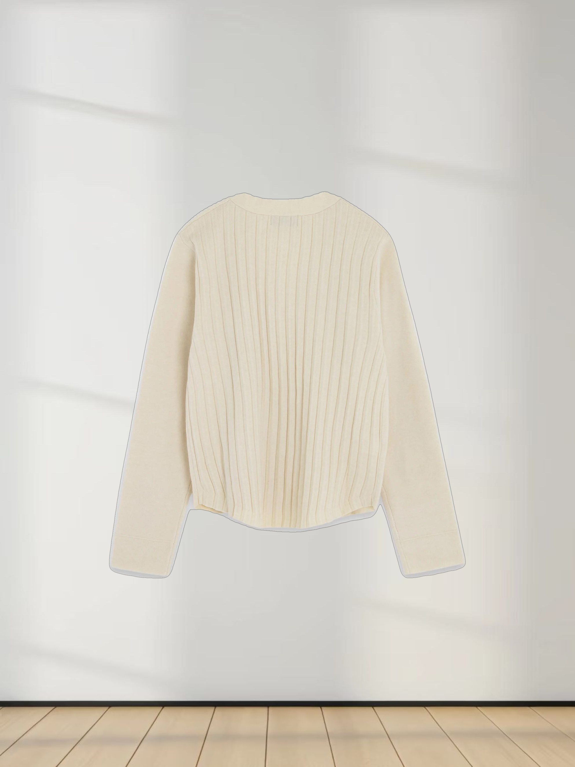 Back Wide Ribbed Cardigan Sweater-Ivory