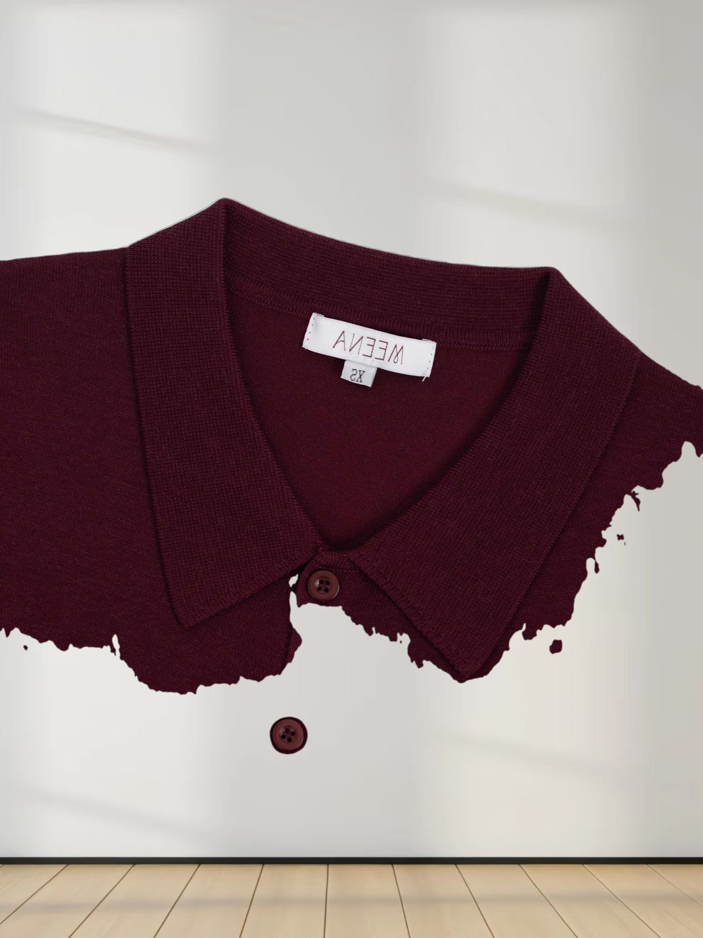 Wool Blend Collared Cardigan-Burgundy