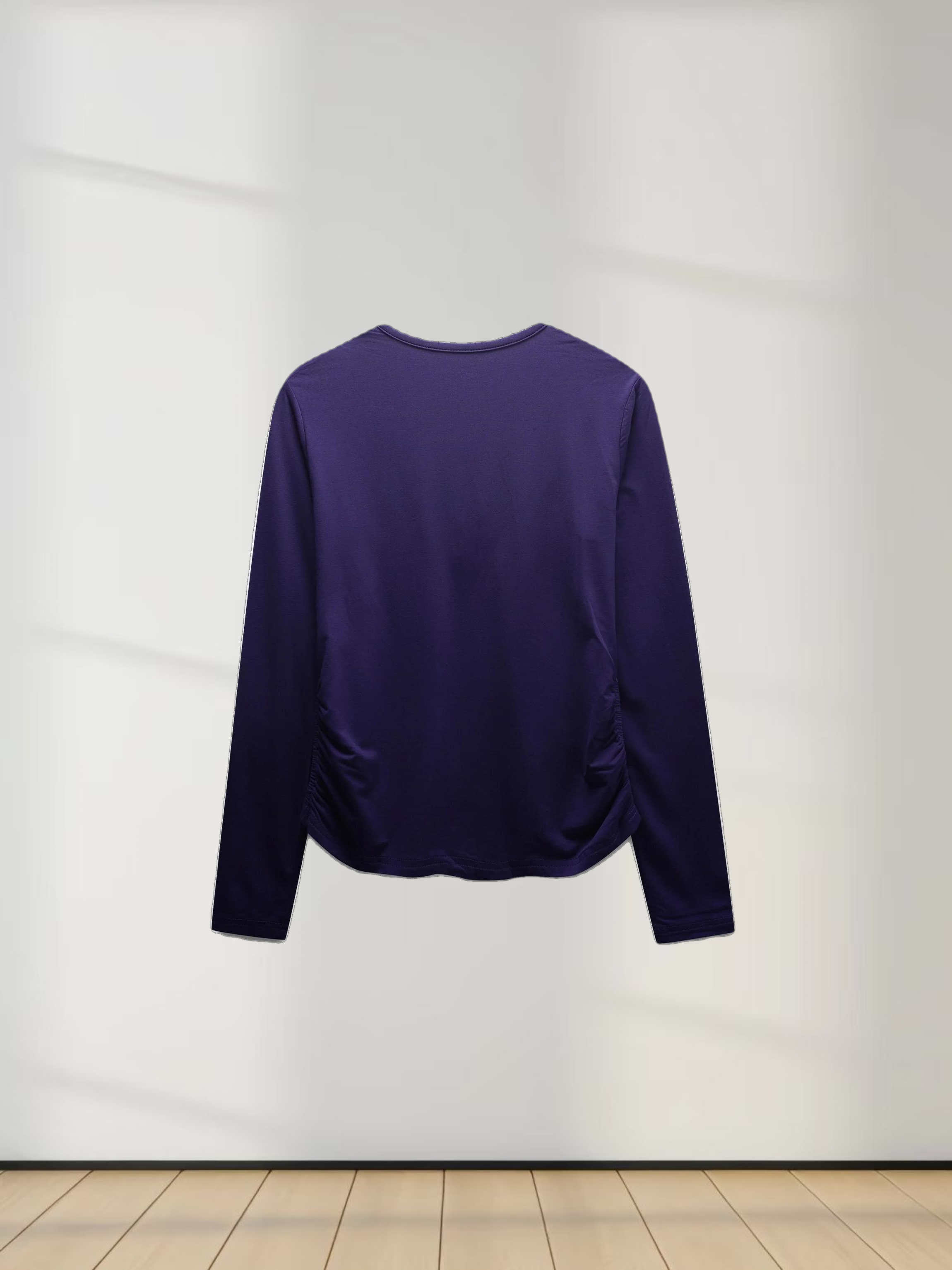 SIDE ELASTIC TEE-NAVY