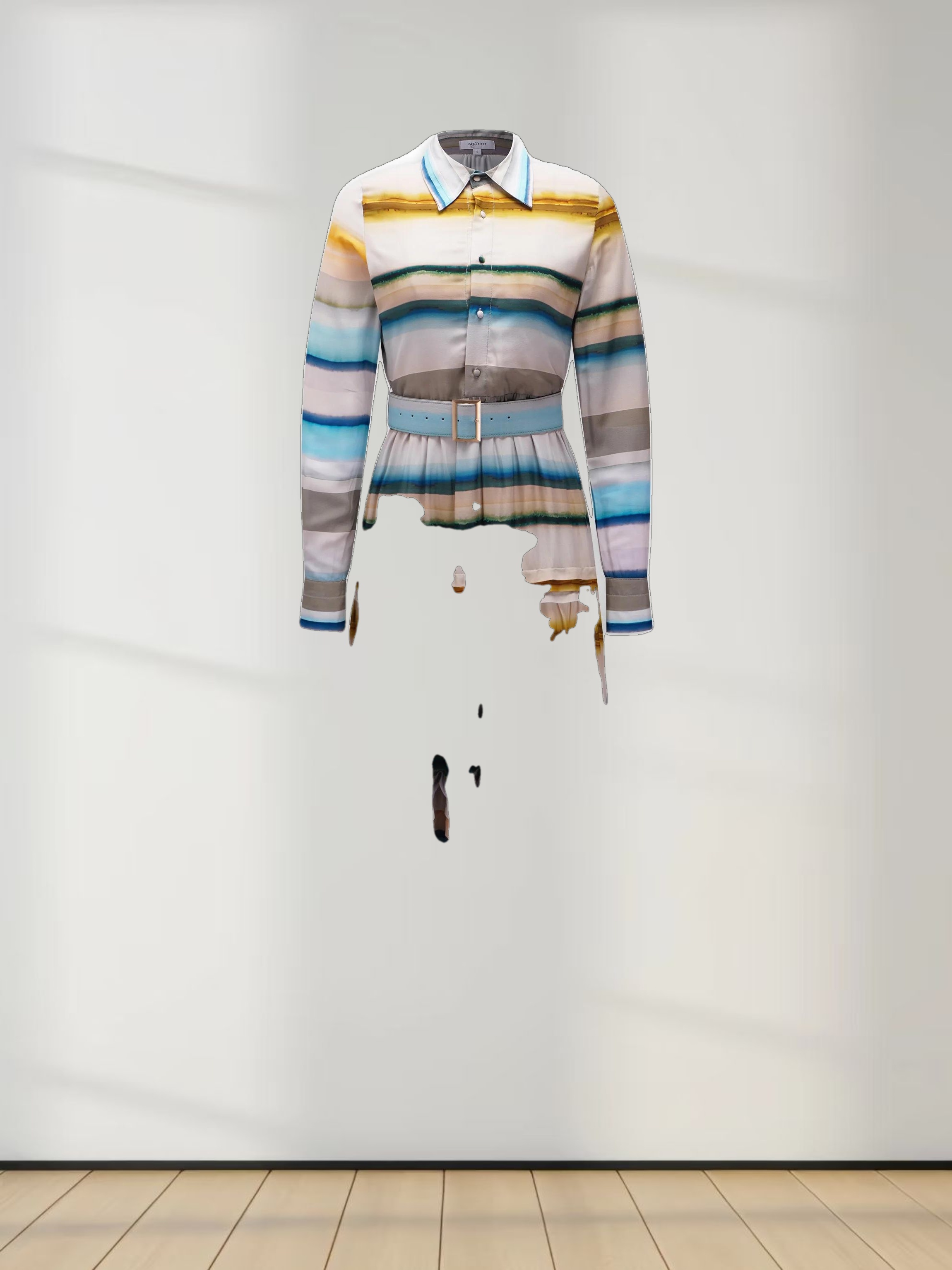 Pleated Tiered Maxi Dress-Striped Ombre