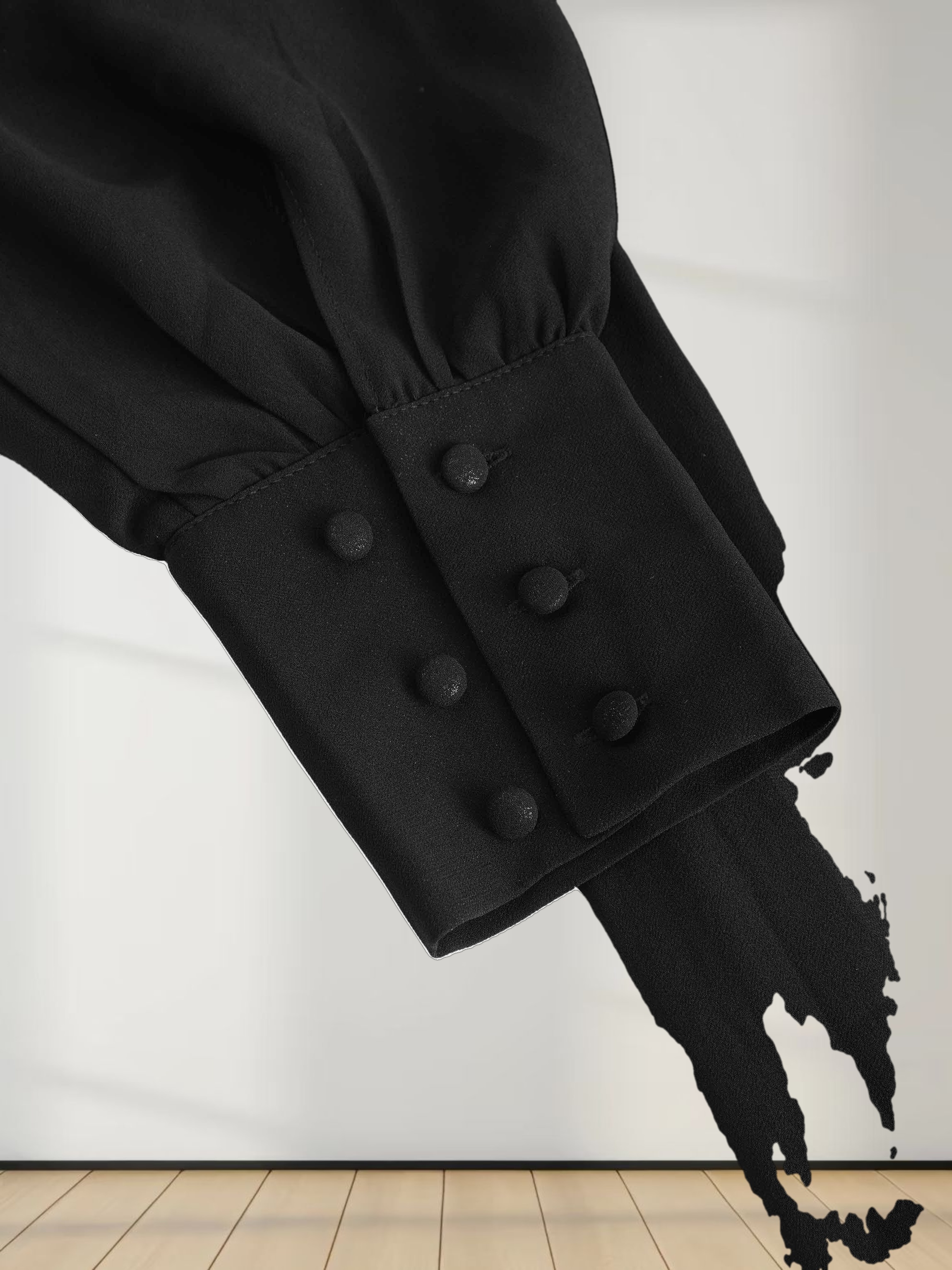 Ruffle Trim Maternity Dress-Black