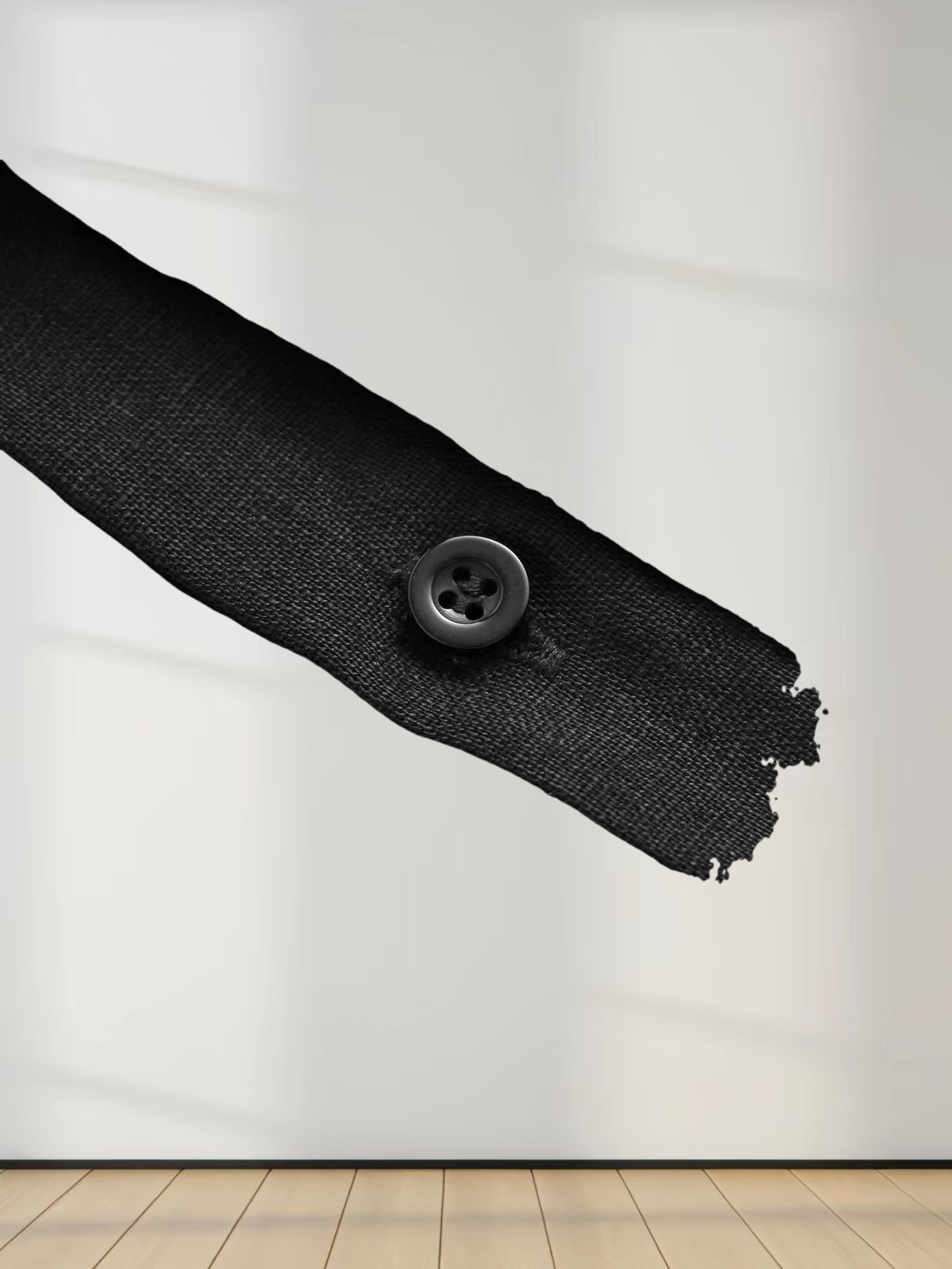 Drawstring Button Down Linen Top-Black