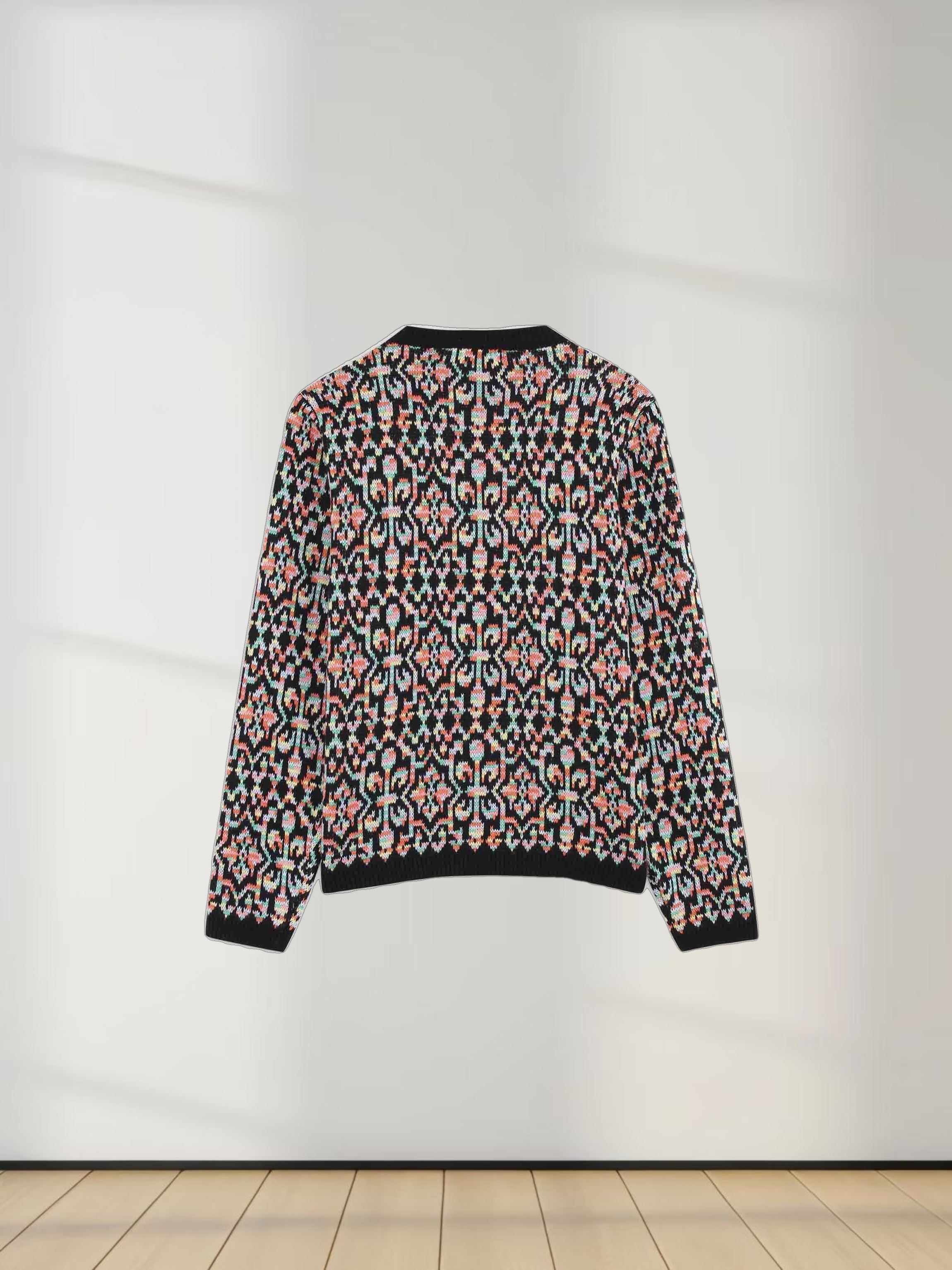 Mosaic Print Sweater-Black