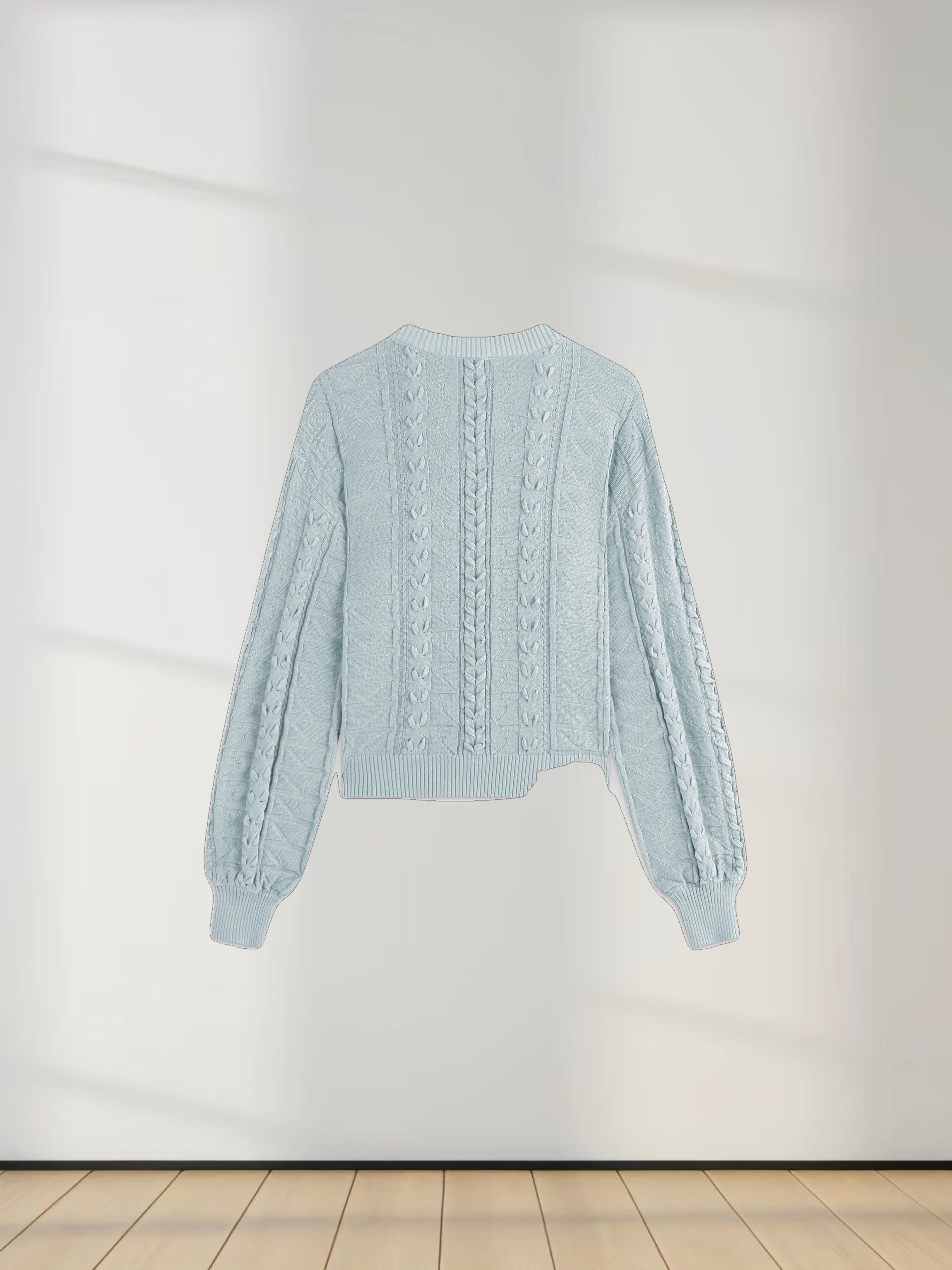 Cross Stitch Sweater-Heathered Blue