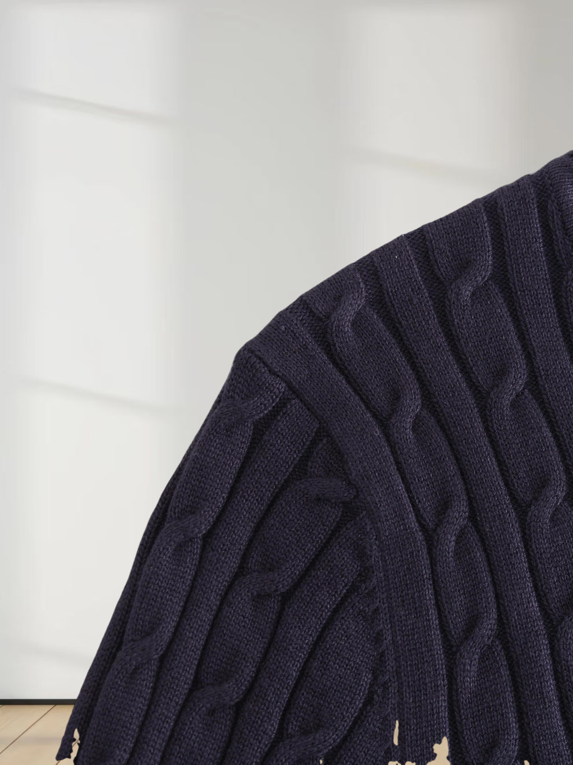 Knit Cable Sweater-Navy