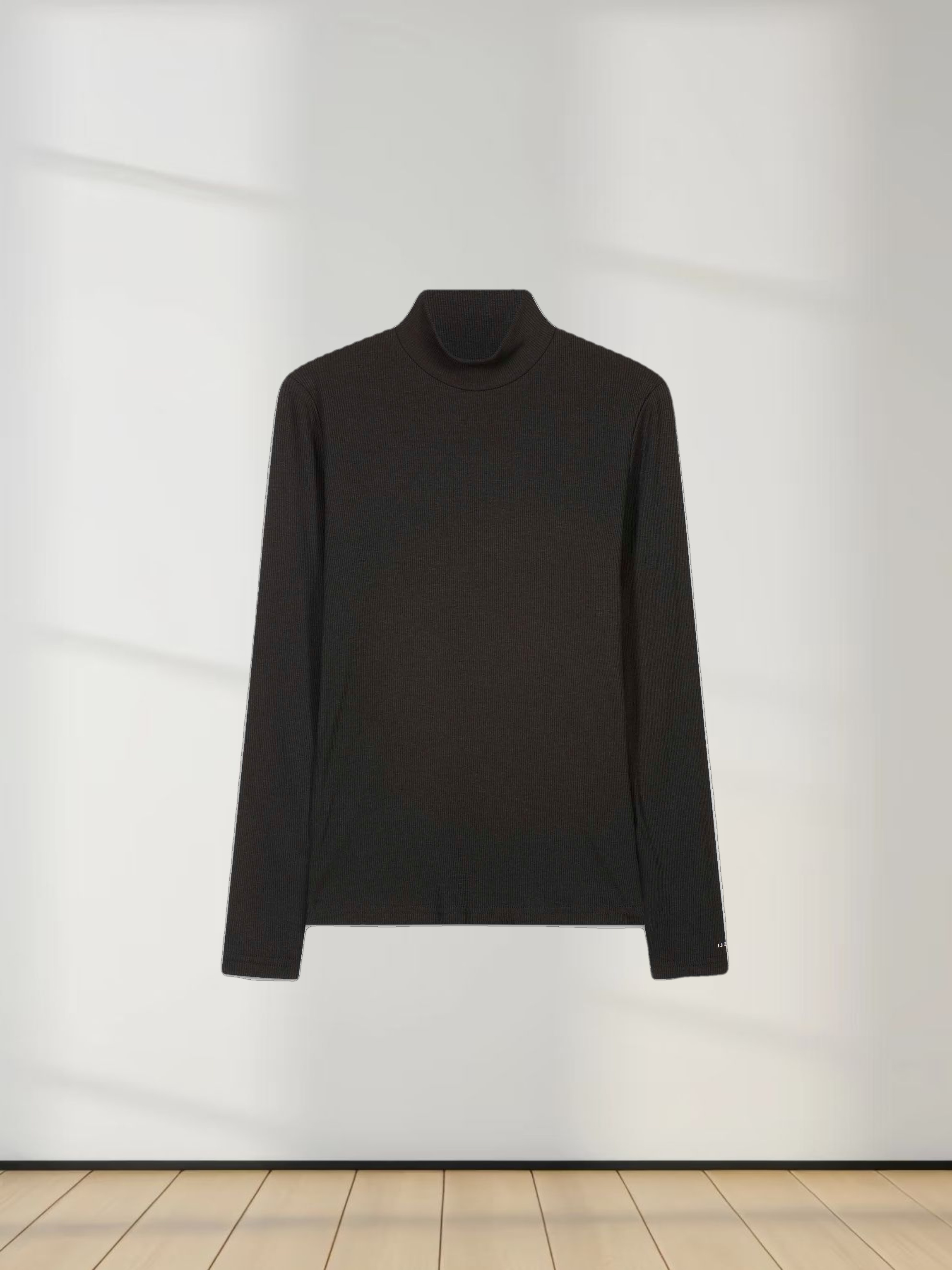 HEATHERED TURTLENECK-BLACK