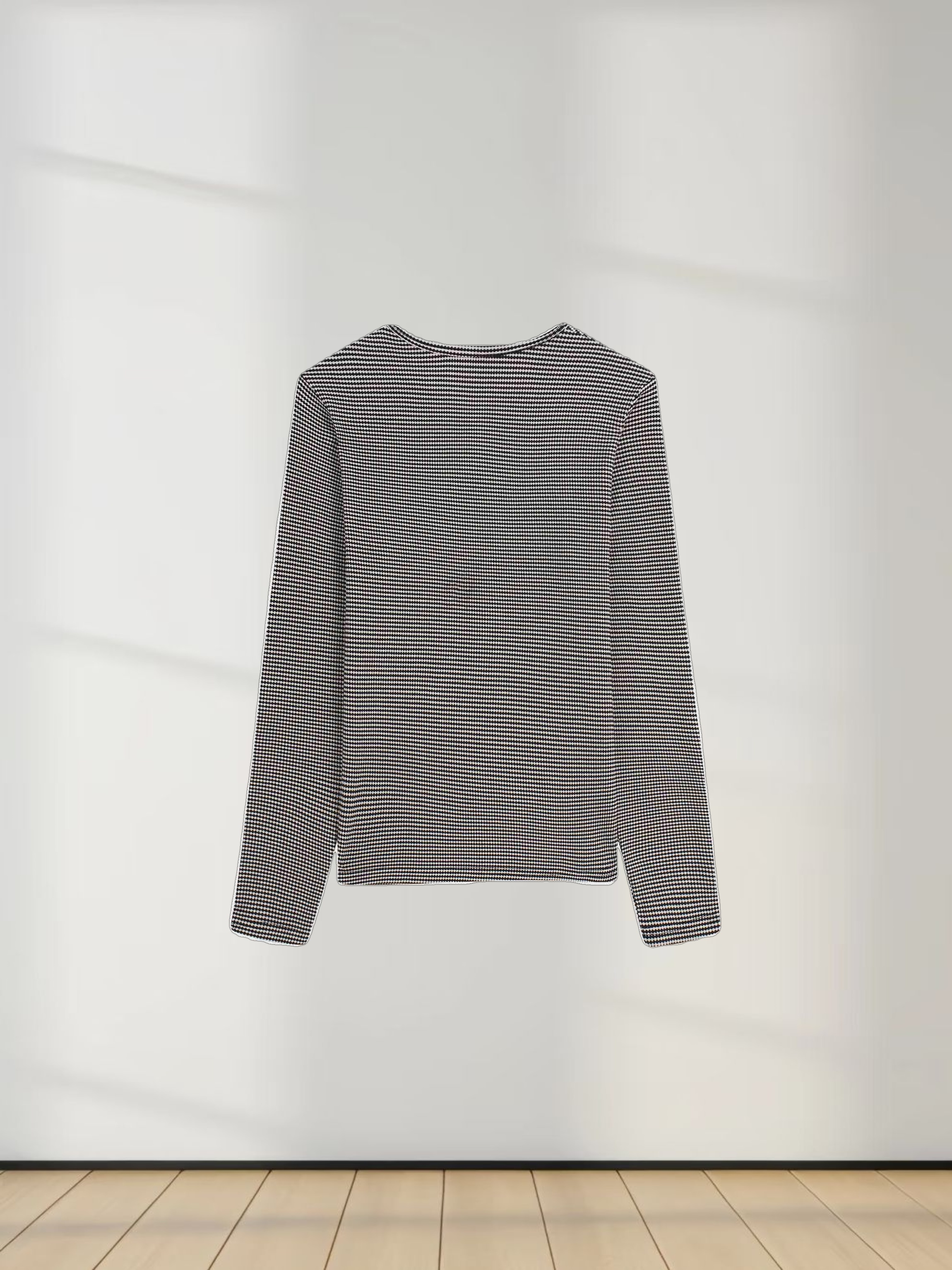 Waffle Striped Crew Tee-Black/White