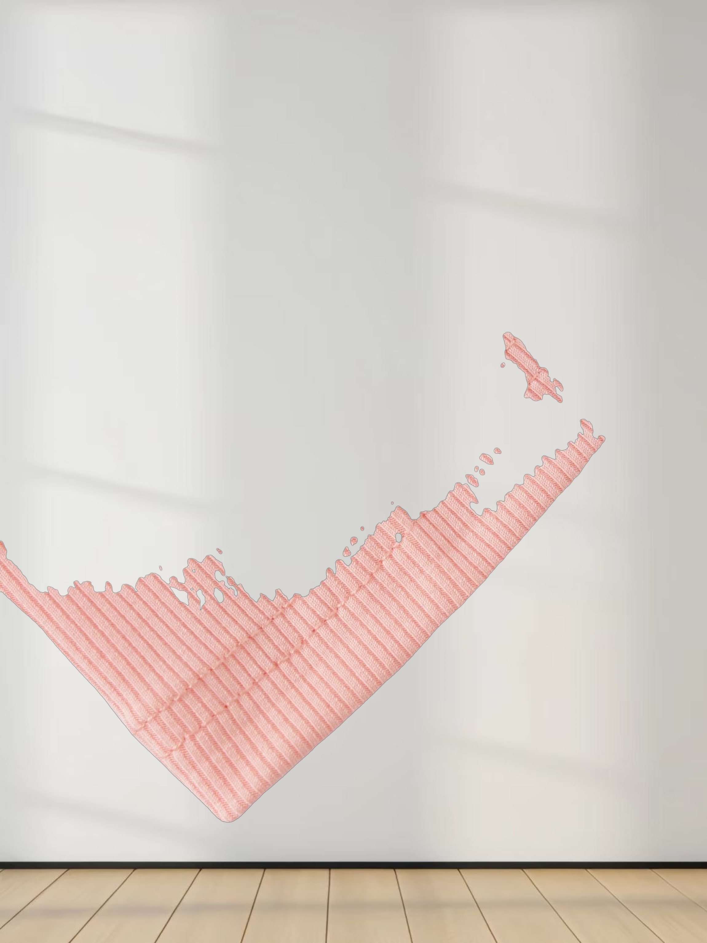 High V Ribbed Tee LS-Peach