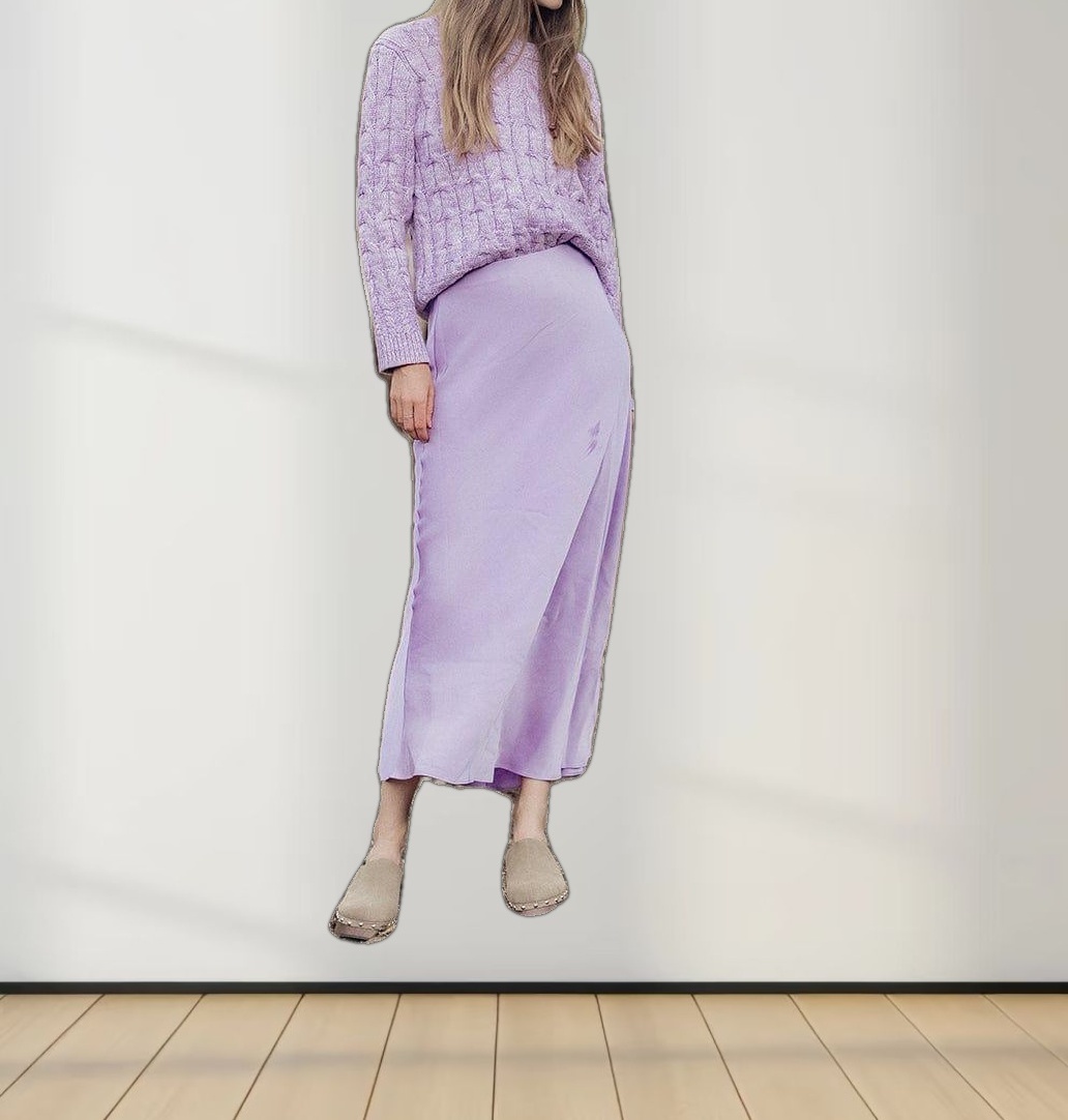 Chunky Heathered Cable sweater-Lavender/White