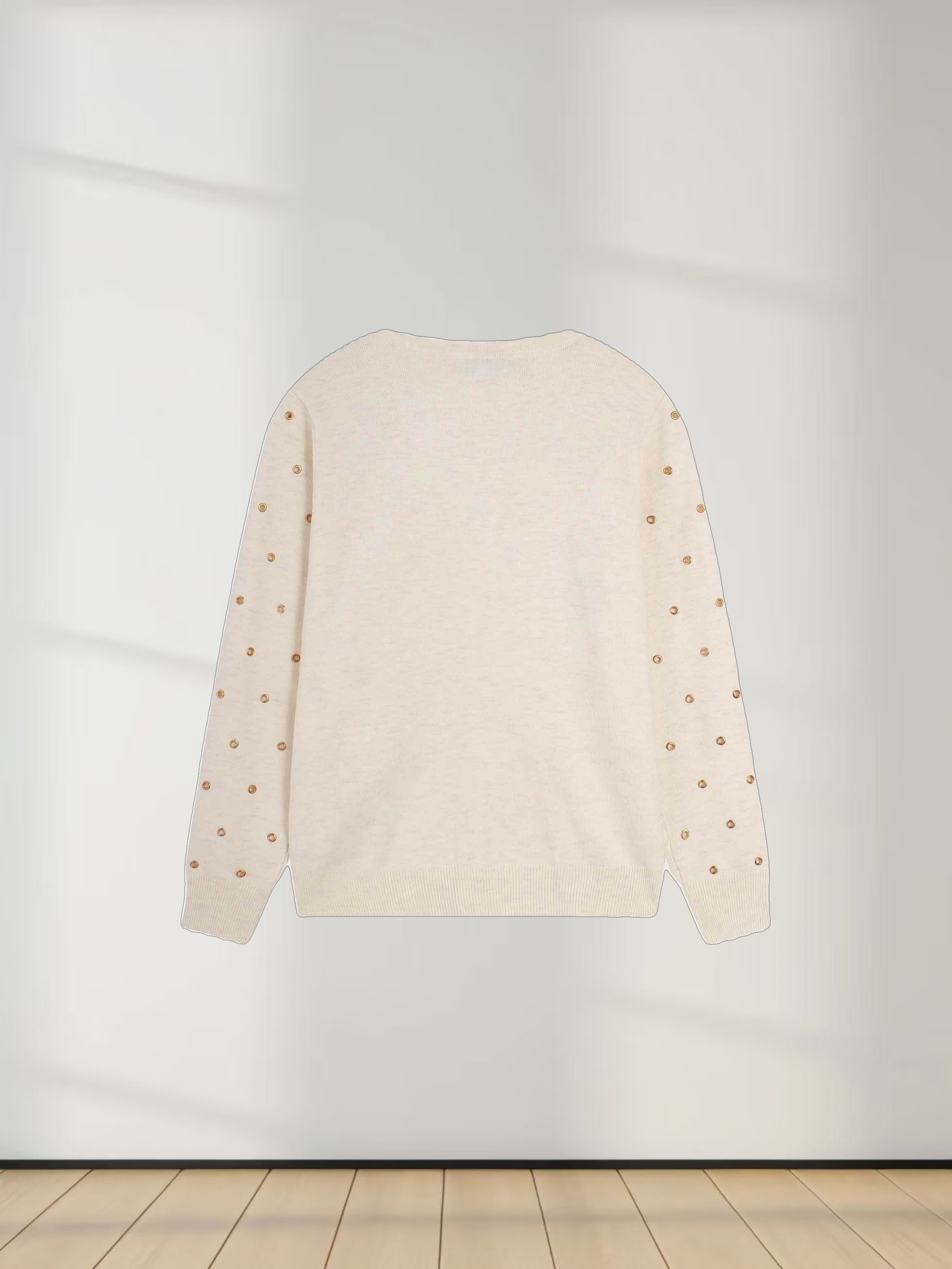 Grommet Cardigan-Cream