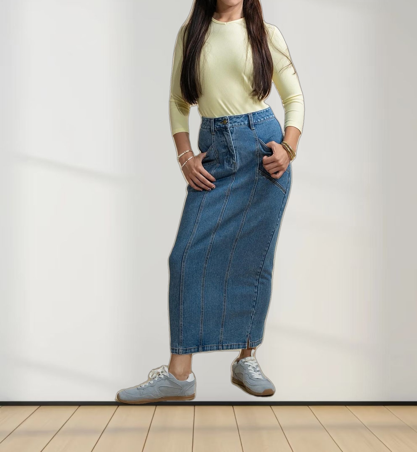 RIBBED HIGH V 3Q-BUTTER YELLOW