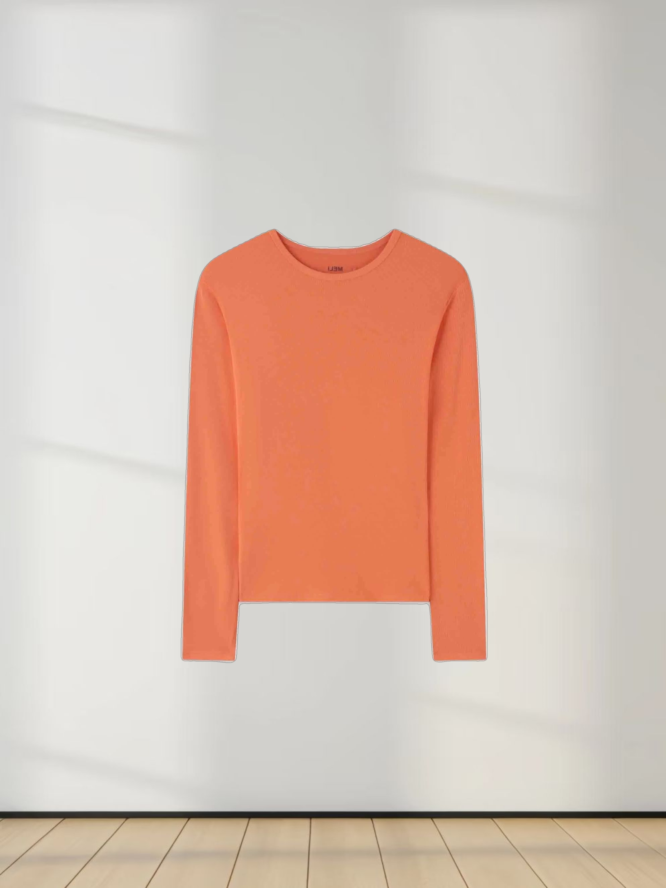 CLASSIC RIBBED CREW TEE LS-ORANGE
