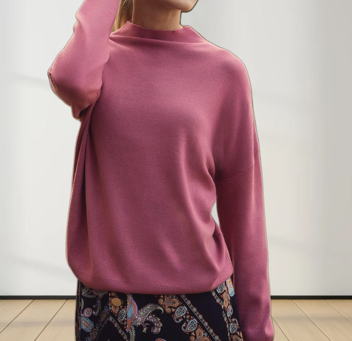 Oversized Soft Knit Sweater-Rose
