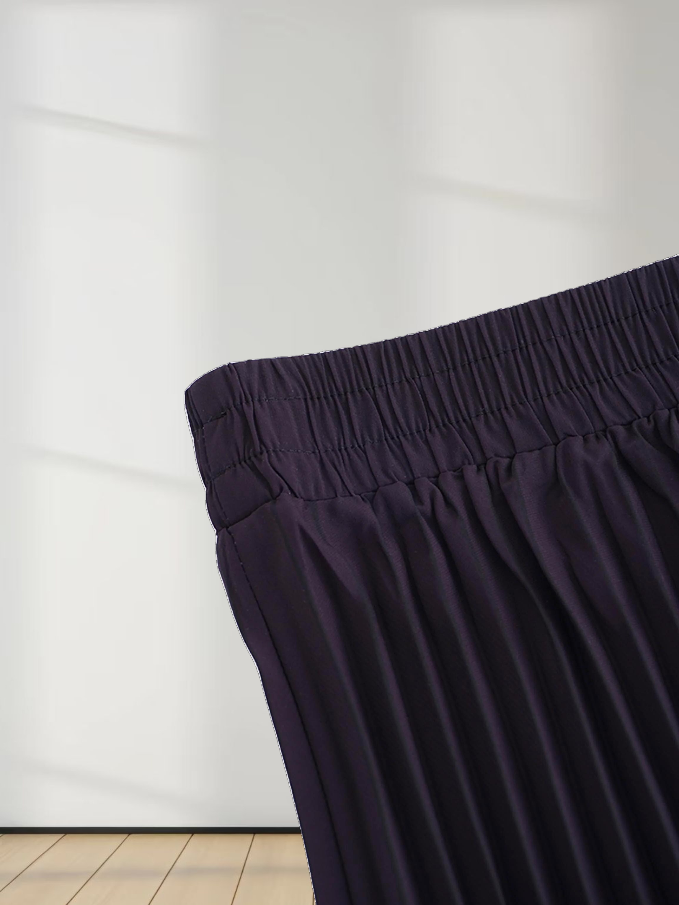 Elastic Waist Printed Pleated Skirt-Floral Border