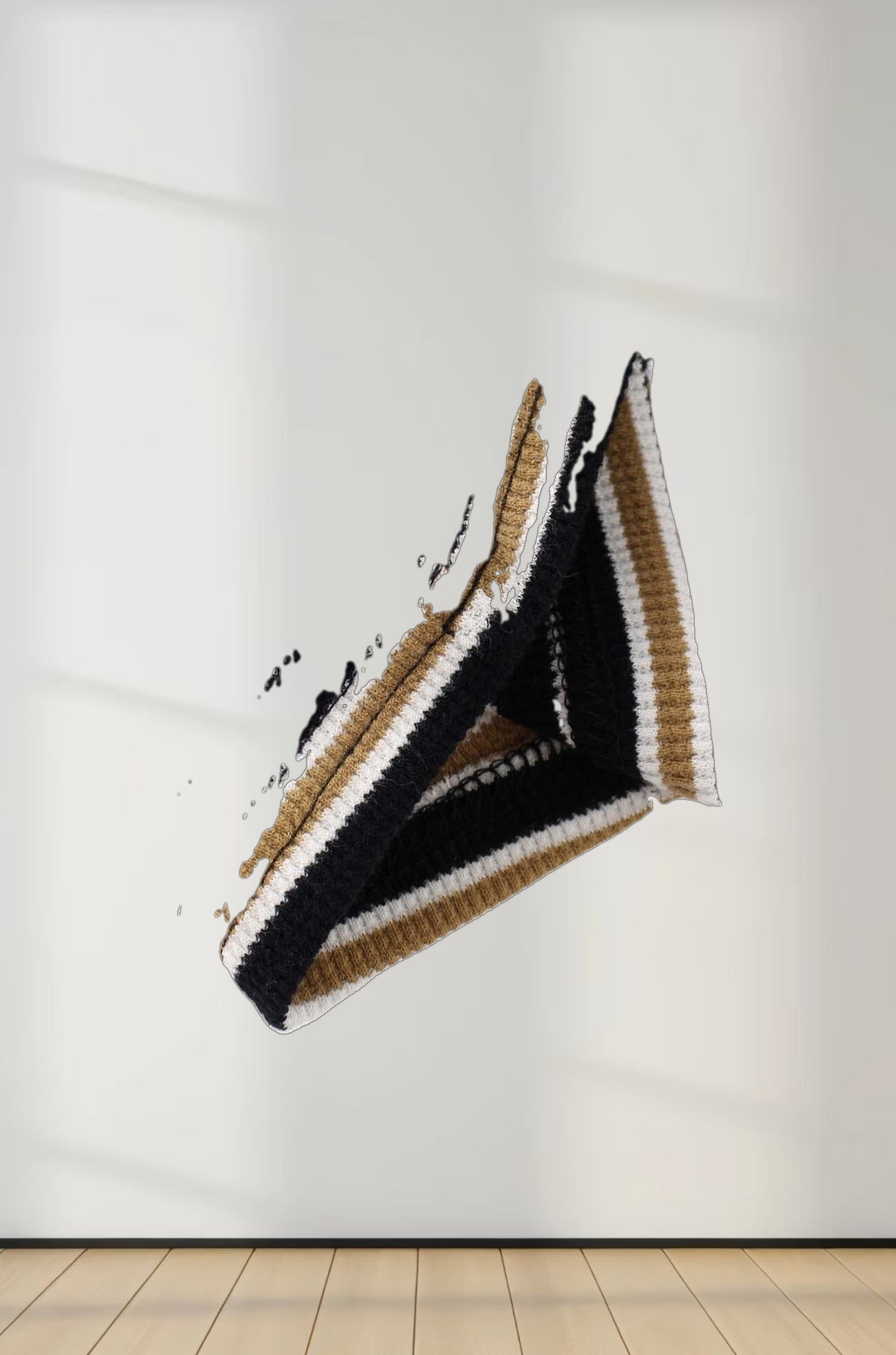 Waffle Striped Crew Tee-Black/White/Gold