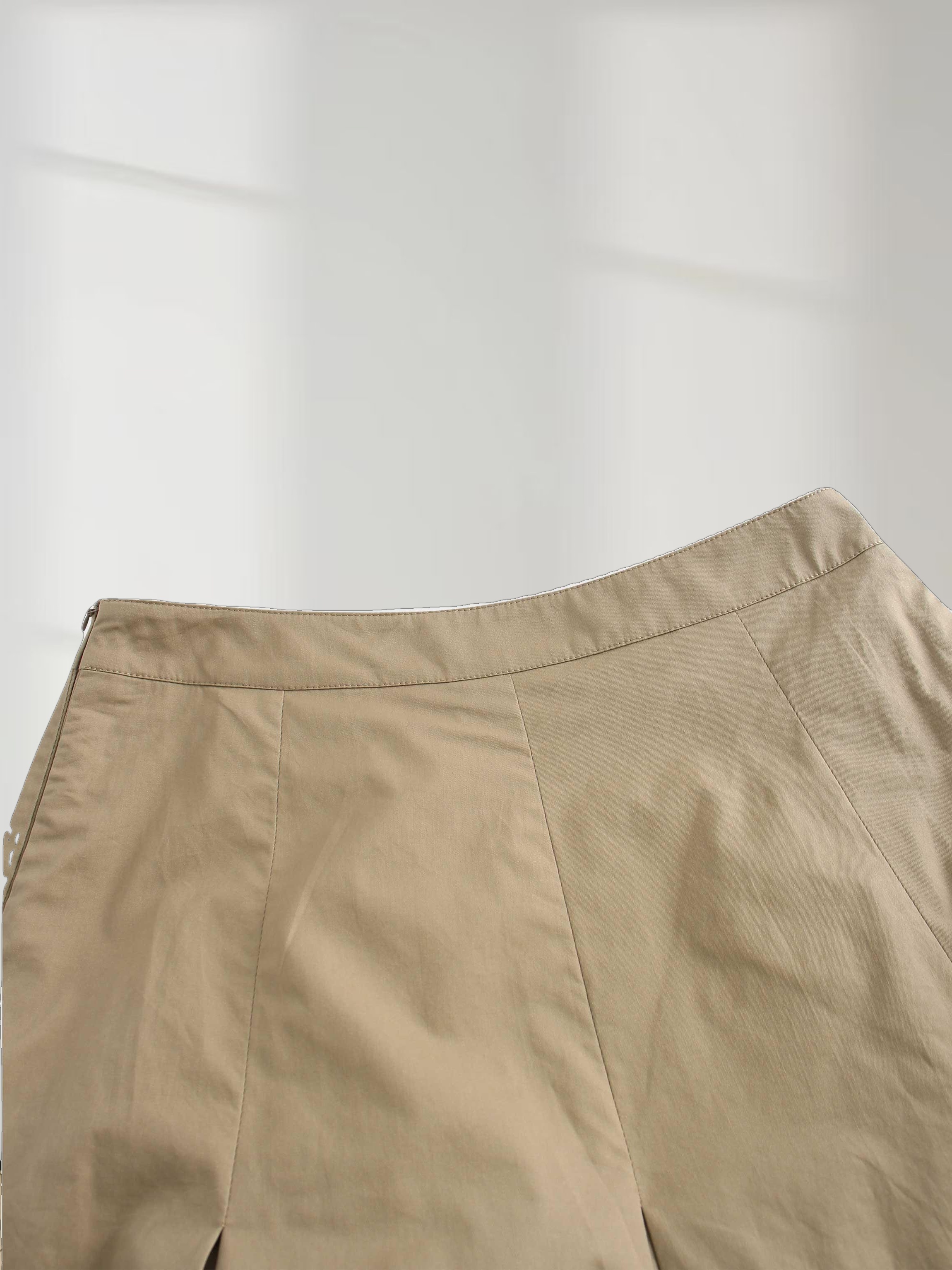 Stitch Down Cotton Pleated Skirt-Sand