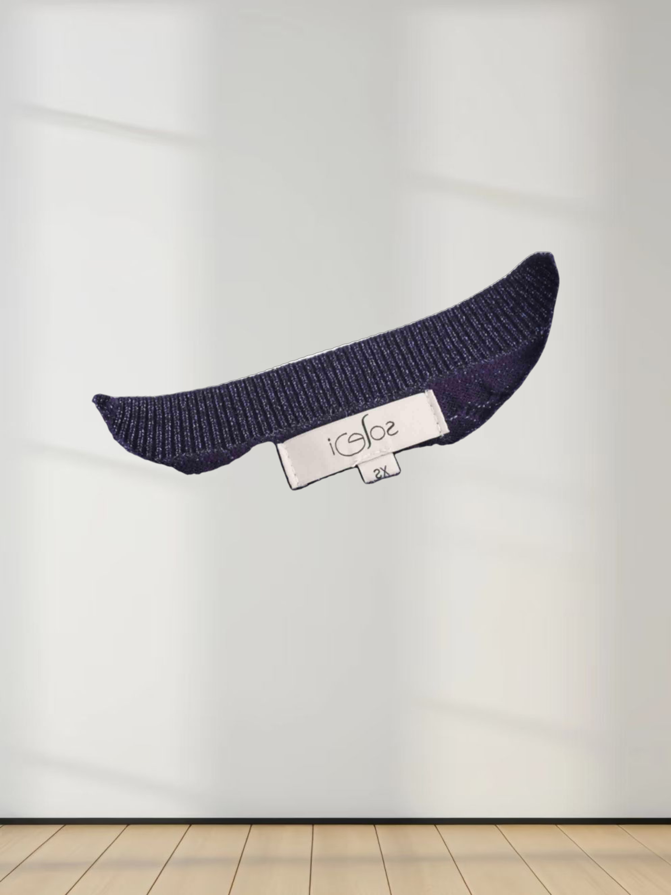 Textured Lurex Crew Sweater-Navy