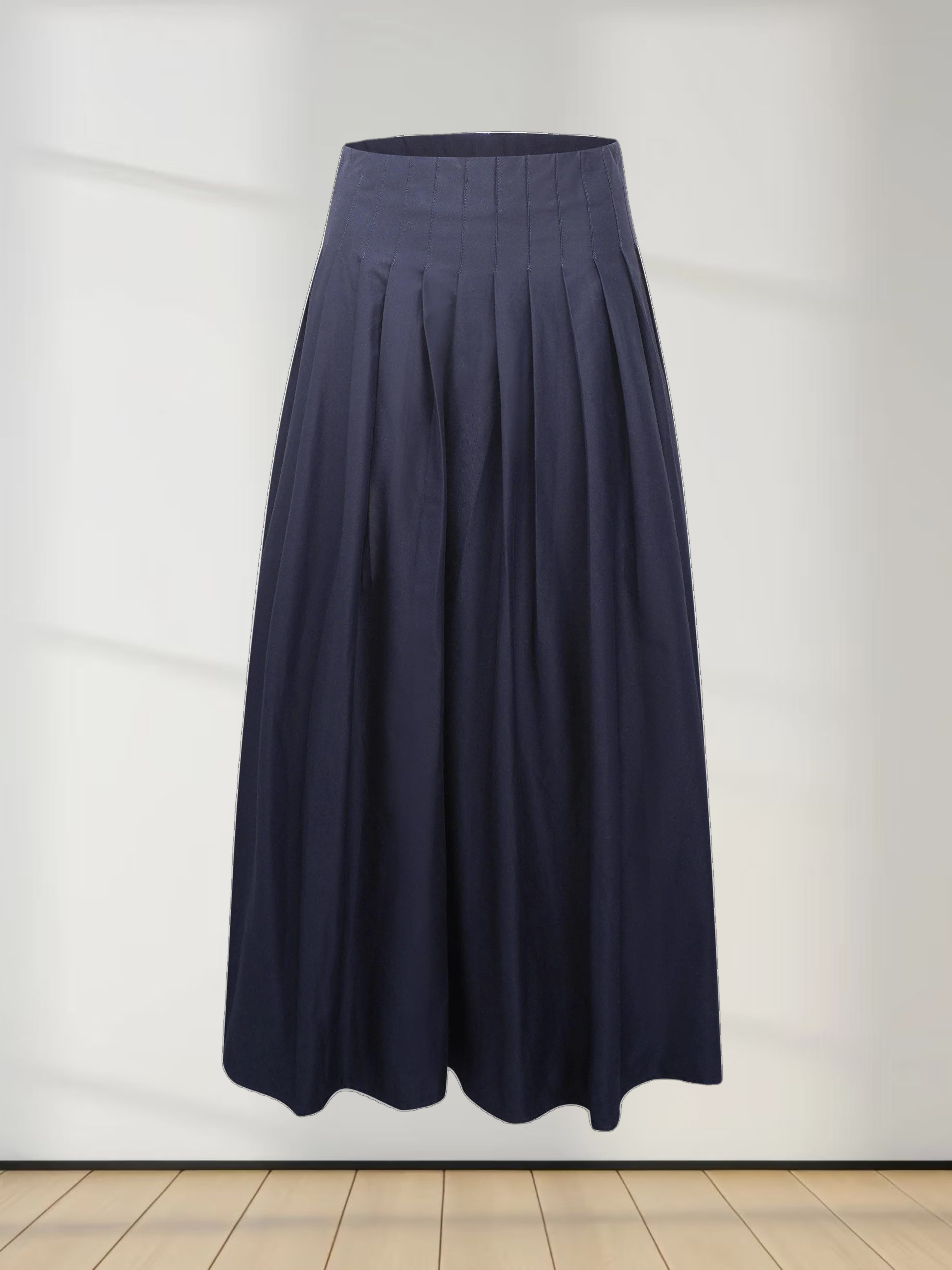 Full Pleated Skirt-Navy