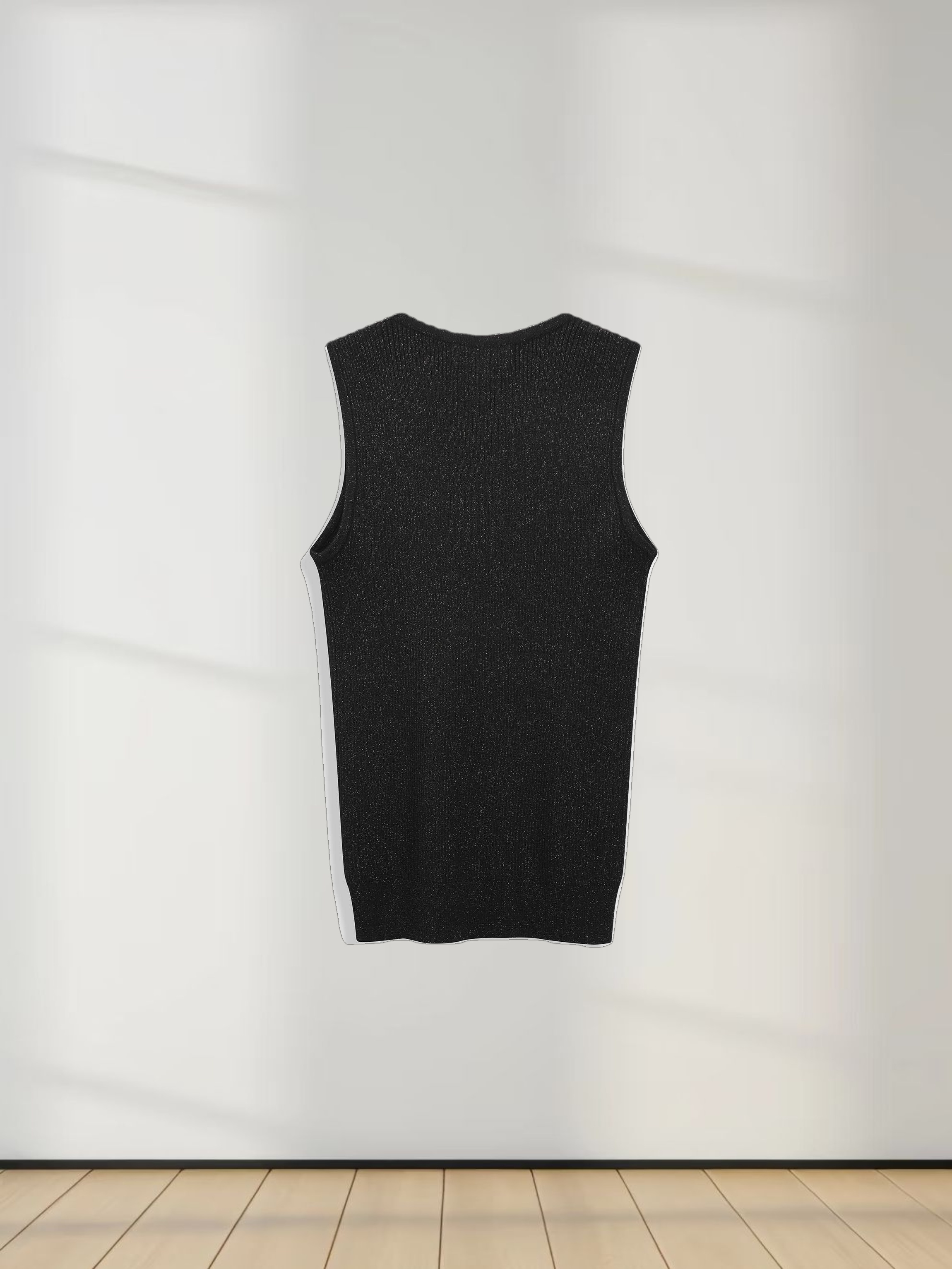 Lurex Sleeveless Sweater-Black