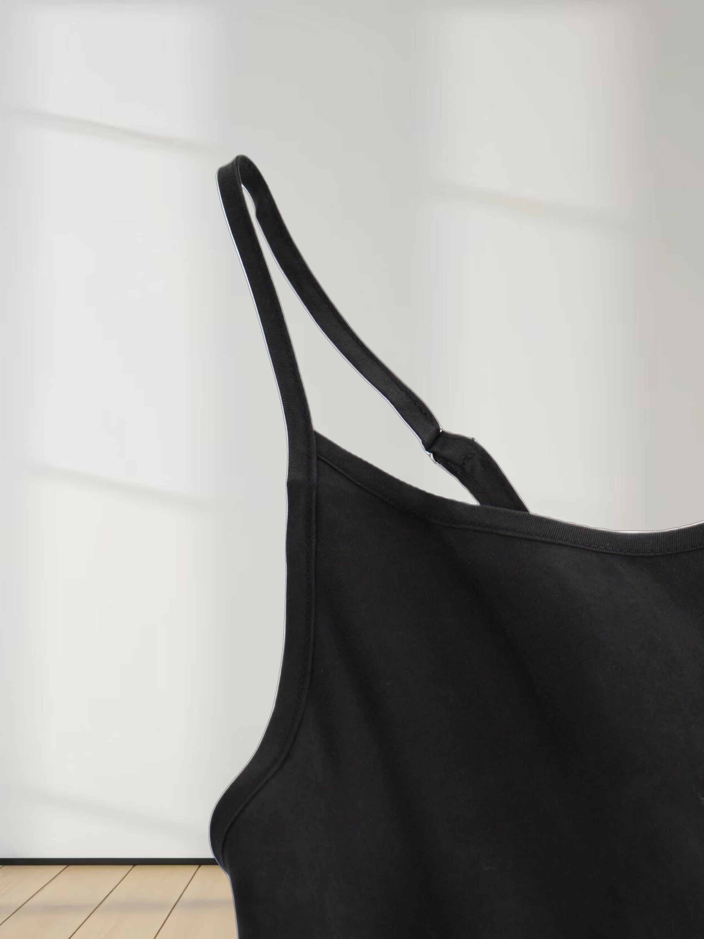 Cupro Crew Neck Slip Dress-Black