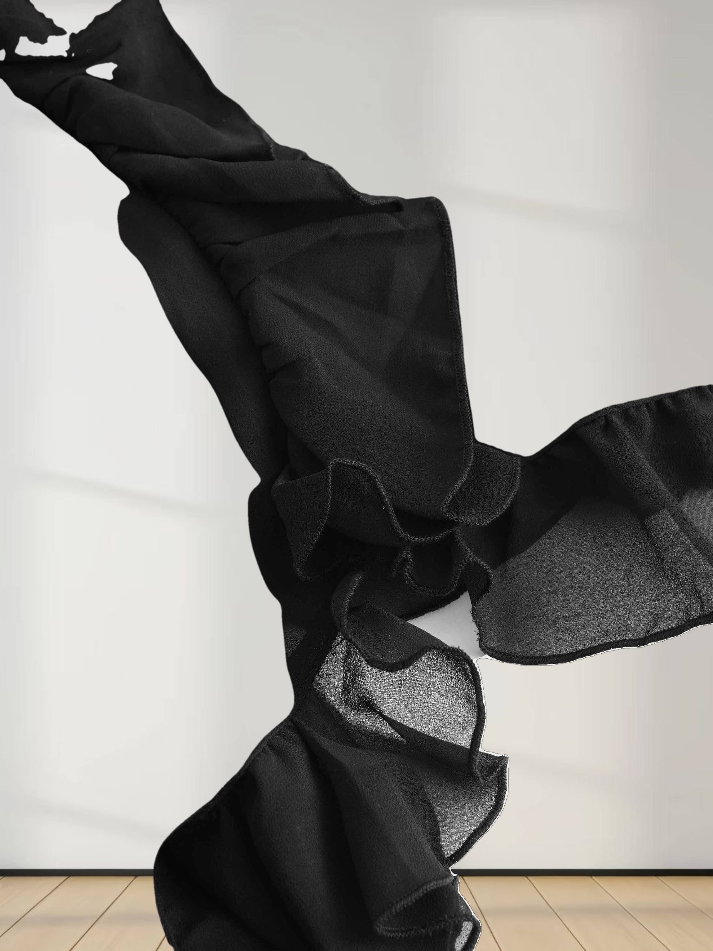 Ruffle Trim Maternity Dress-Black