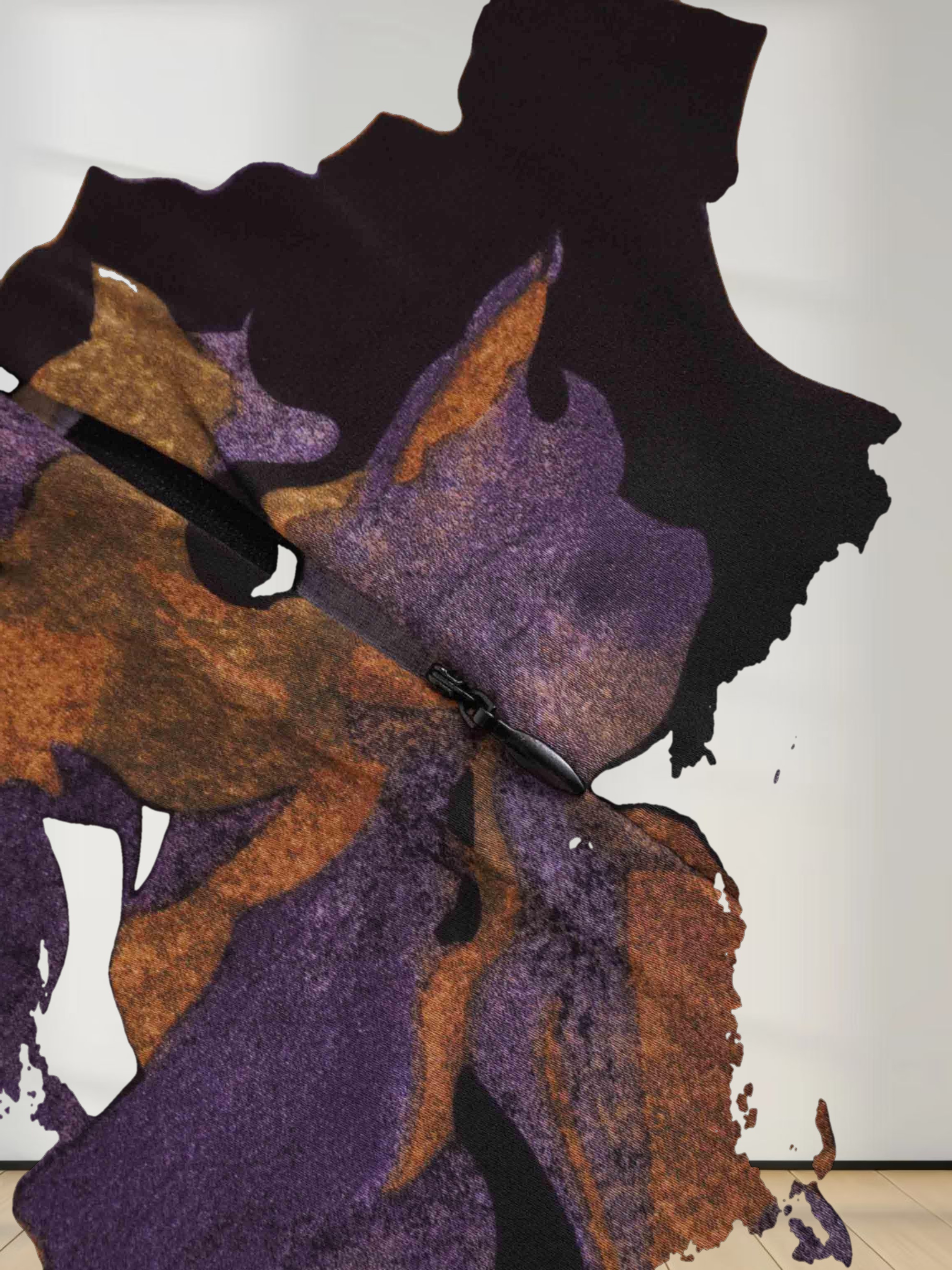 A-Line V Neck Slip Dress-Purple Floral